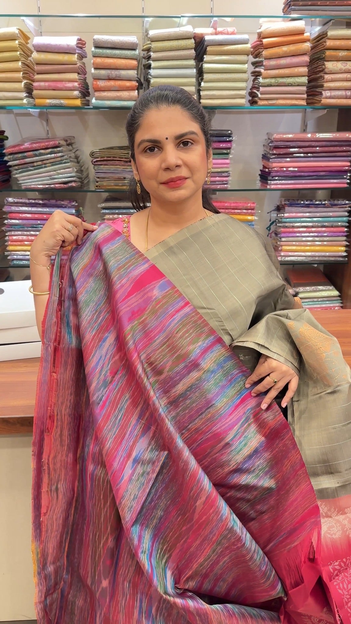This pure silk saree is woven from the finest silk threads, giving ...