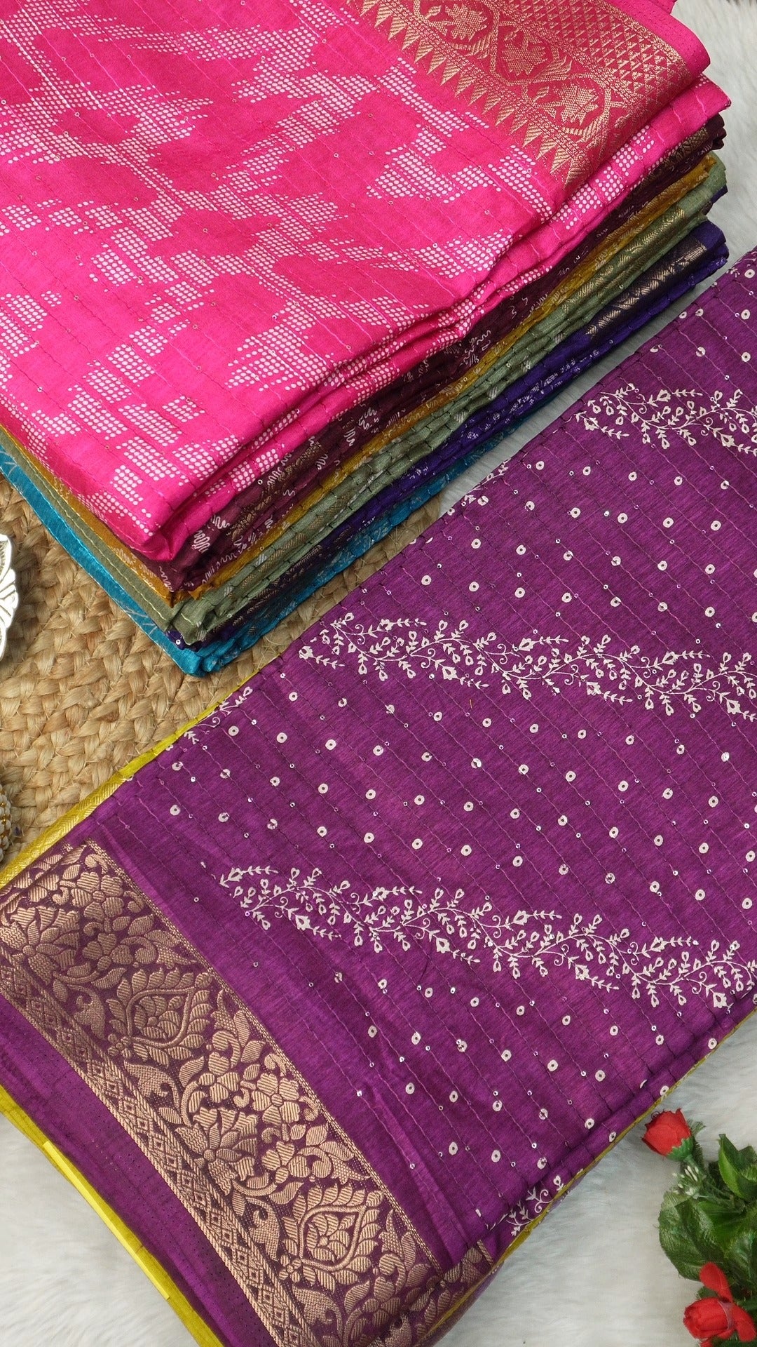 Sequins Semi Tussar Saree
Tag price @ Rs.1400/-
Offer Price @ Rs.1...