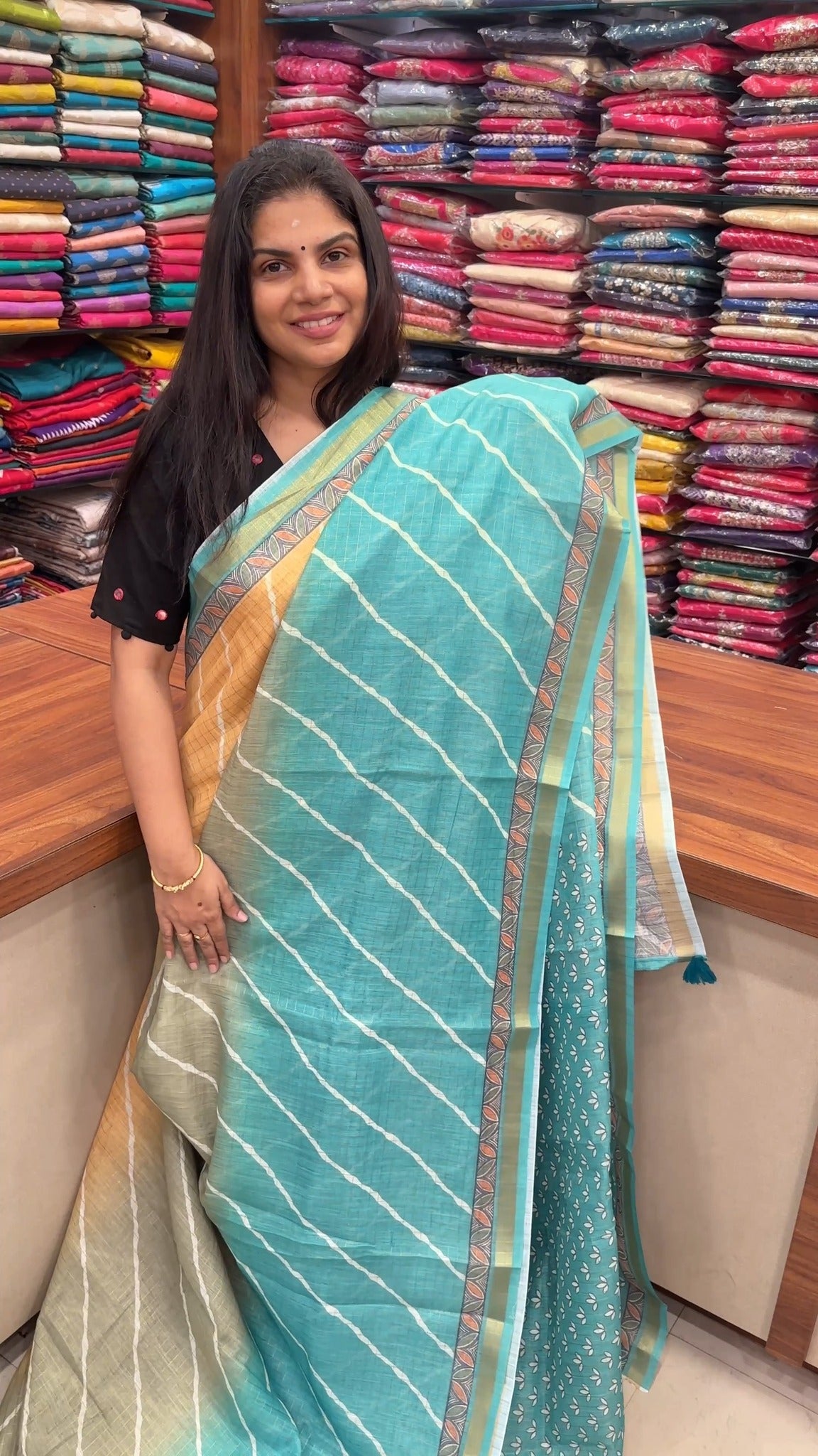 Chanderi Cotton Saree With Triple Shades
Product Code - TTDS2504 ...