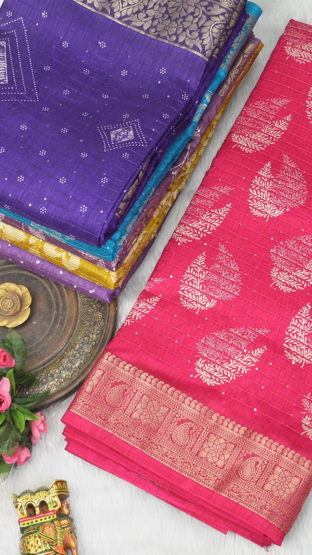 Grace Woven in Tussar, Glamoured with Sequins 🌸✨
Sequins Semi Tus...