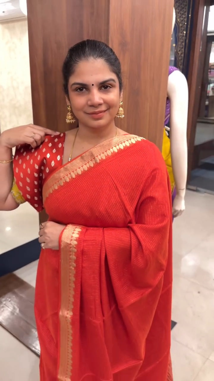 ✨ Georgette Saree with Vaira Oosi pattern Soft, elegant, and easy