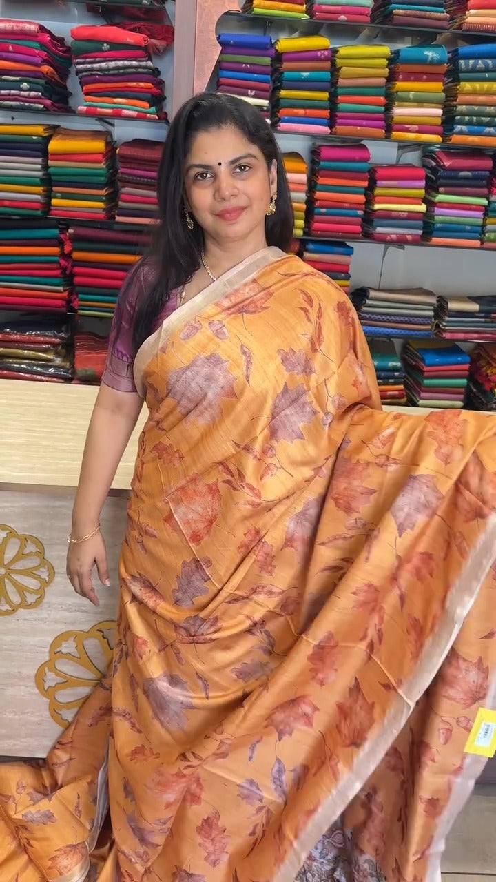 Handloom tussar with Fusion print | TTDS2978
Eco friendly printed c...