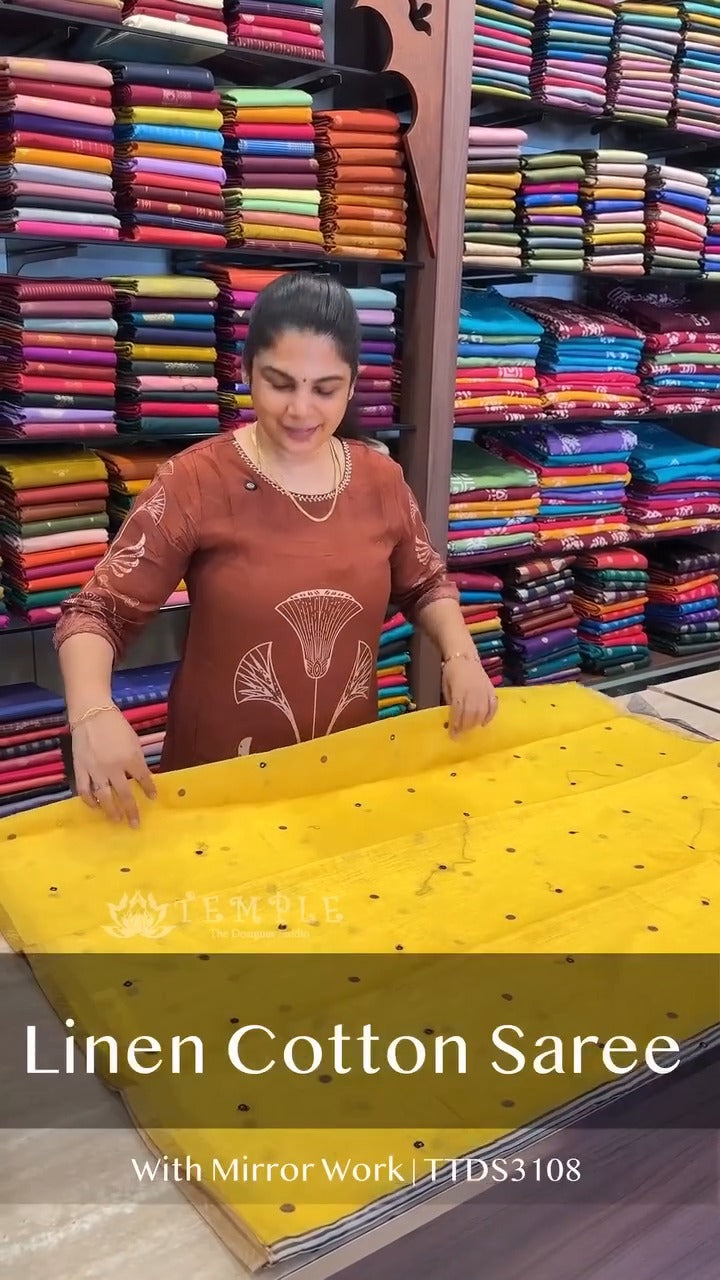 Saree Code - TTDS3108
Saree Name - Linen Cotton Saree With Mirror ...