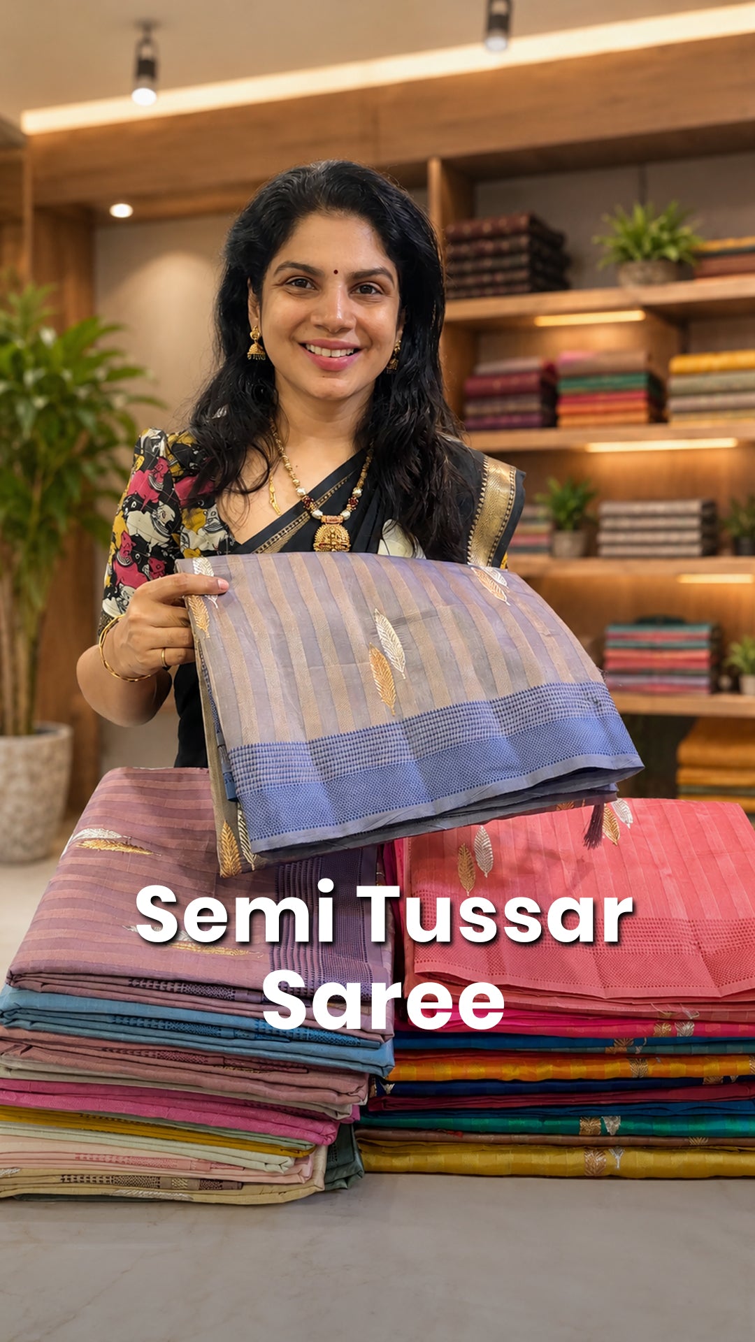 Saree Name - Semi Tussar Saree
Blouse - Contrast Blouse
Length - ...