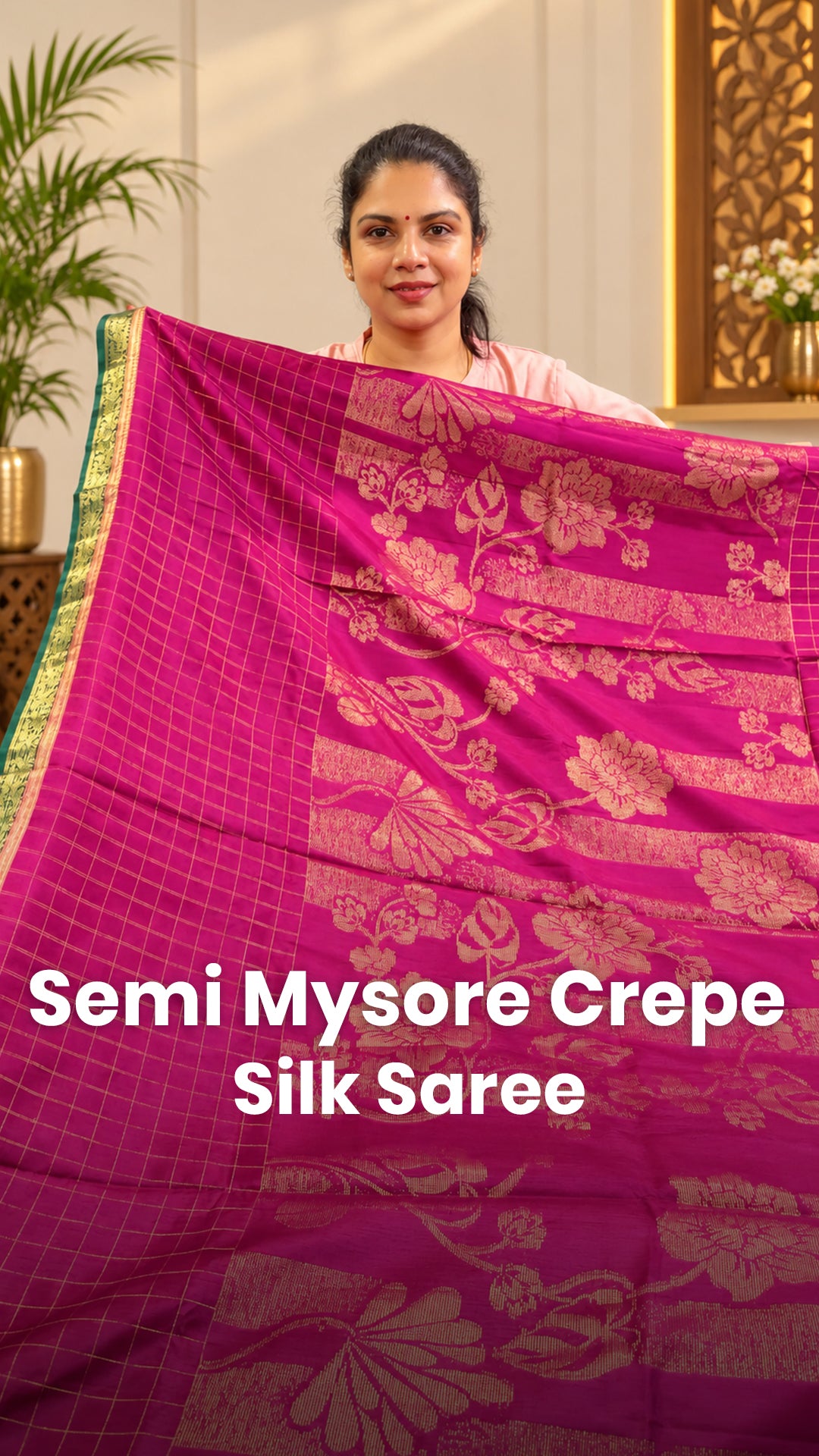 Saree Code - TTDS3717
Saree Name - Semi Mysore Crepe Silk Saree
P...