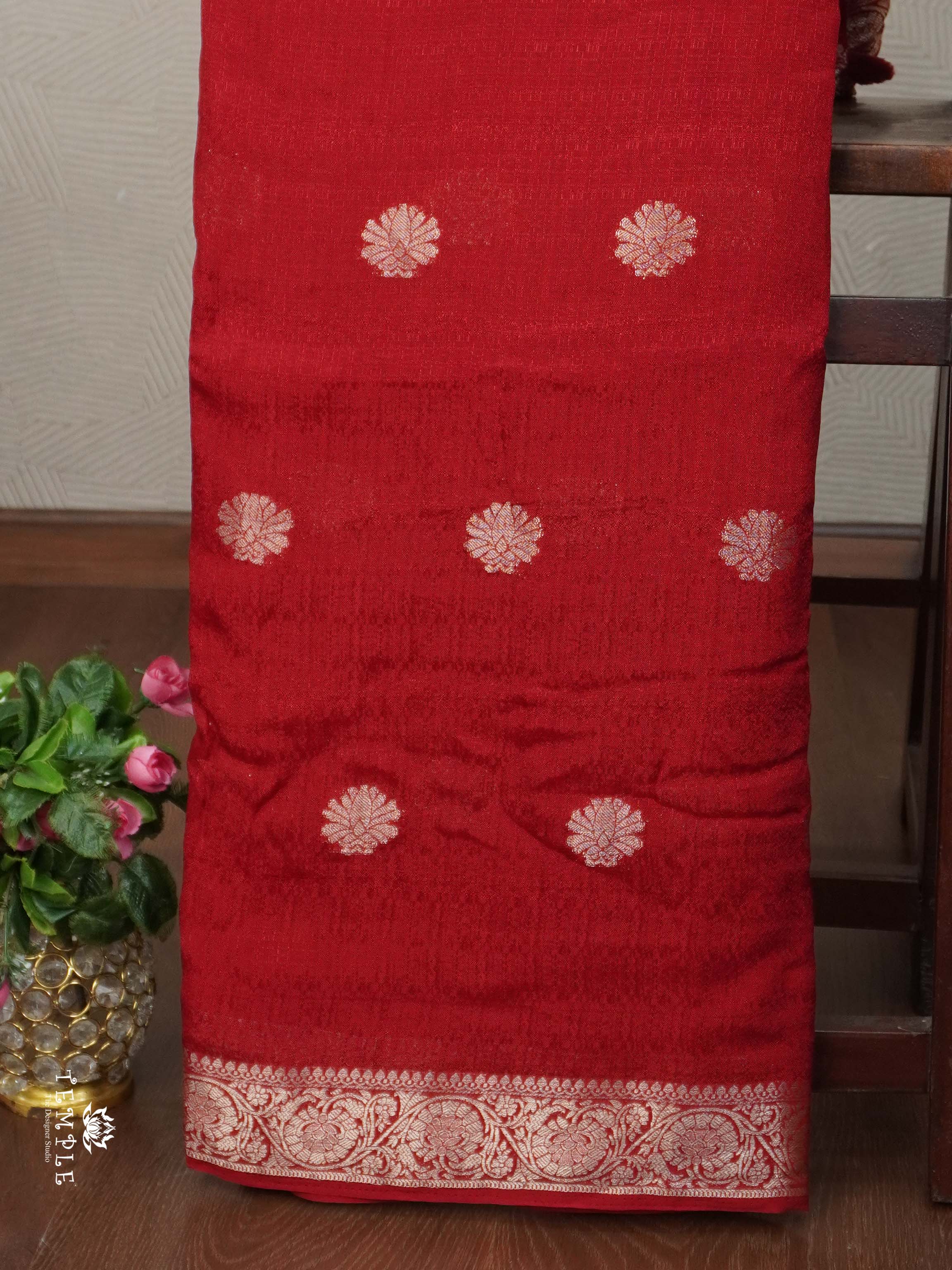Khadi Silk Saree(Red) | TTDS2708
