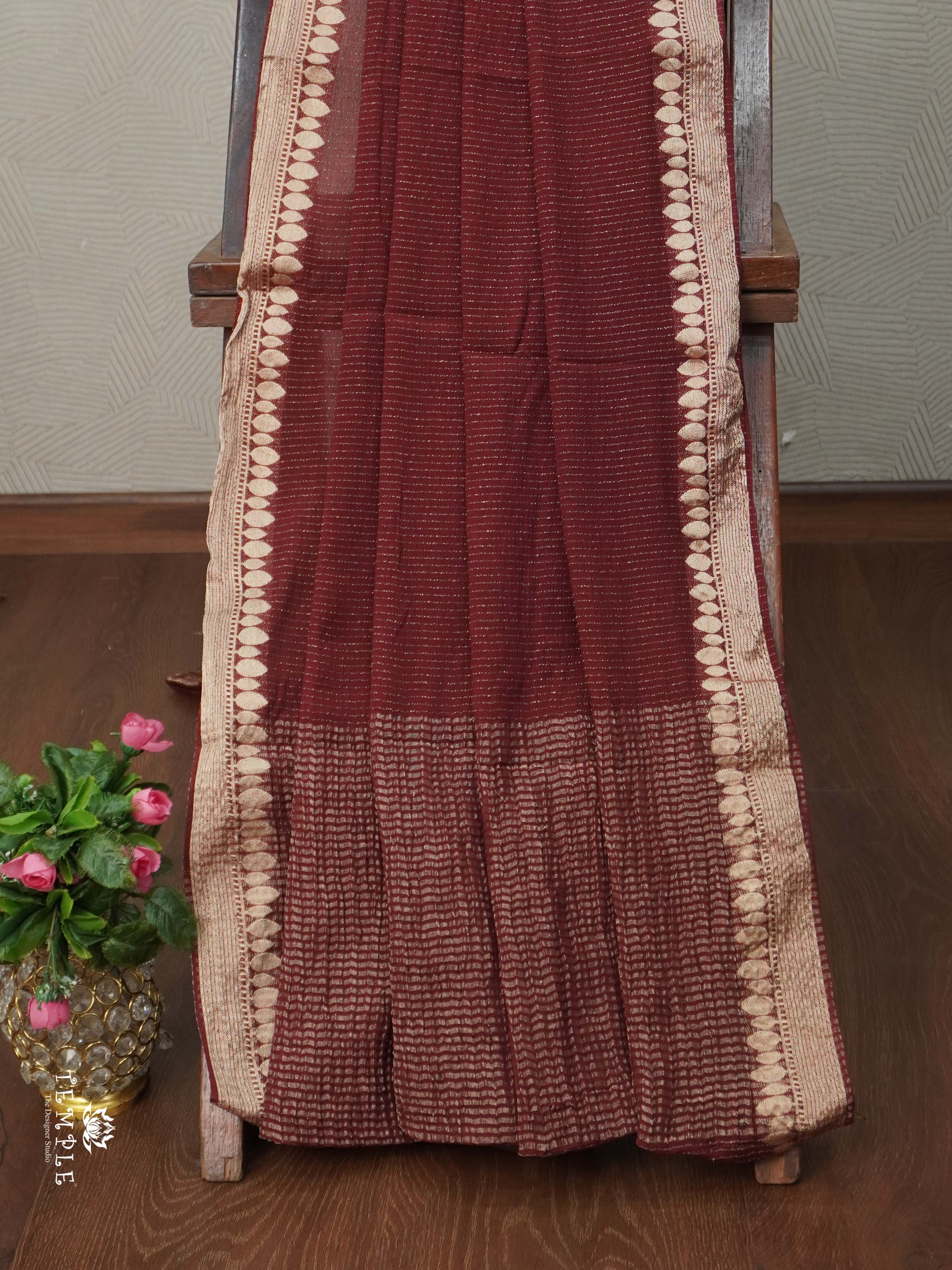 Fancy Georgette Saree With Vaira Oosi Pattern(brown) | TTDS2709