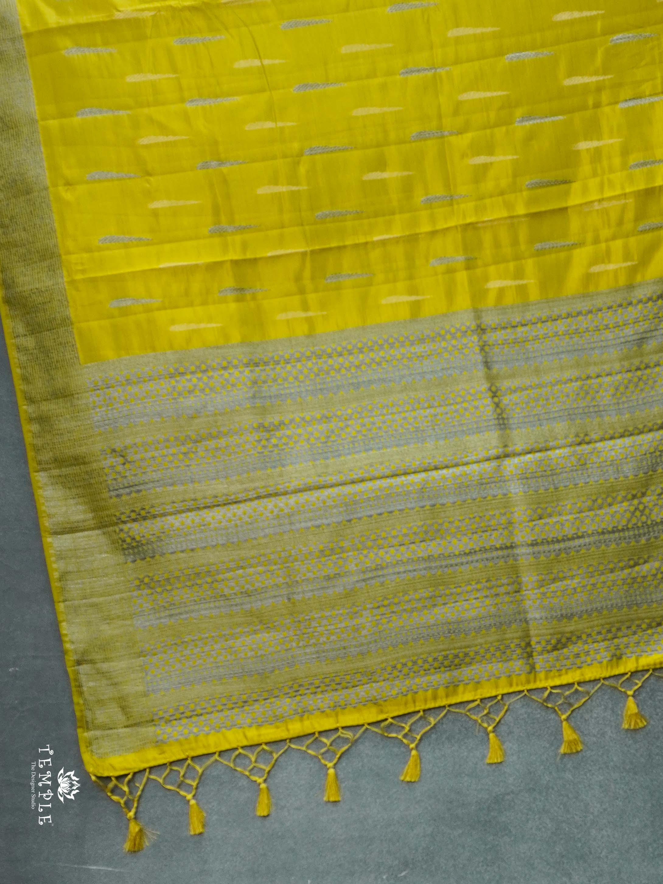 Semi Tussar Silk Saree(Lime Green) | TTDS2662