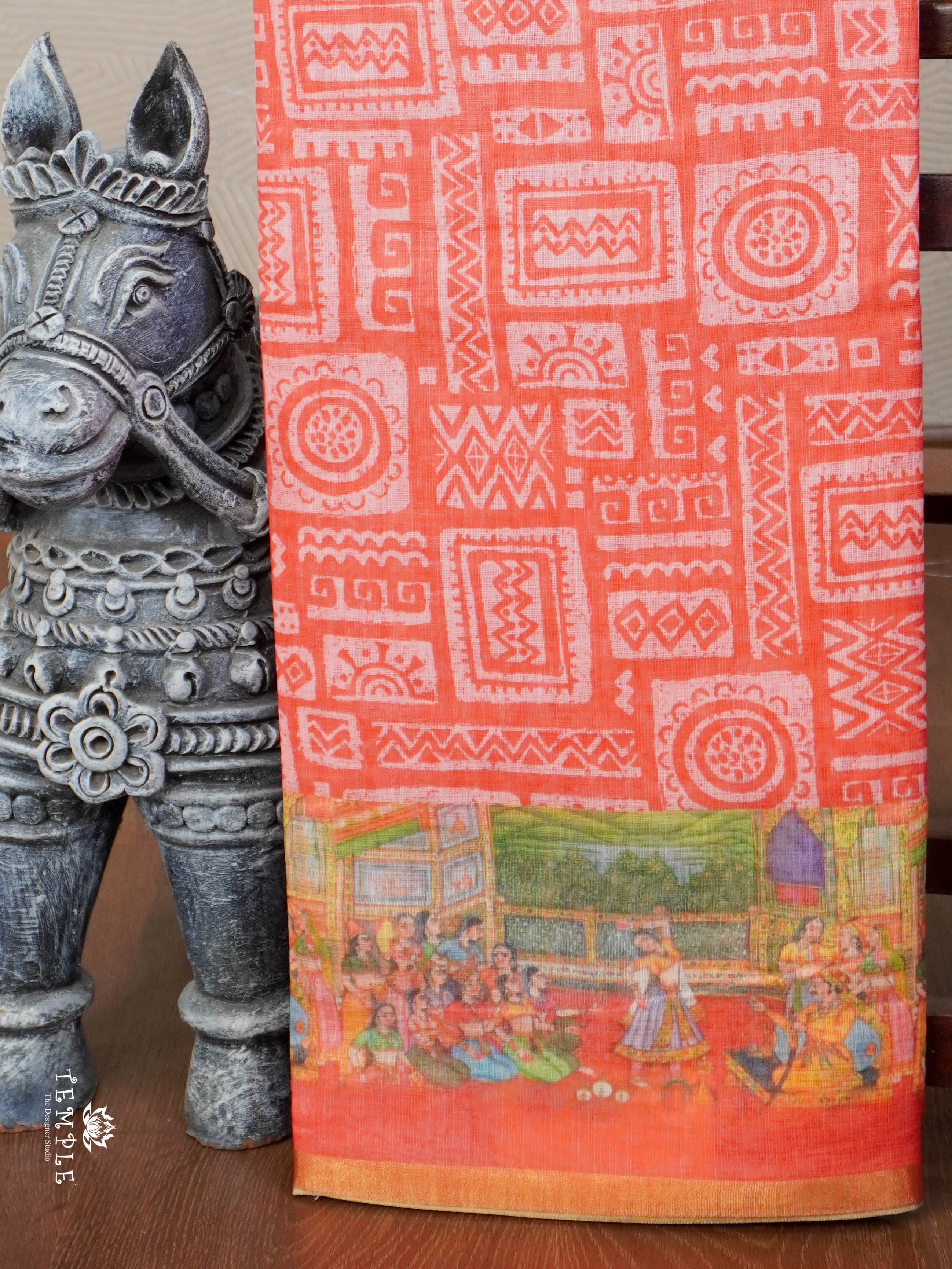 Kalamkari-inspired Printed Saree | TTDS2847