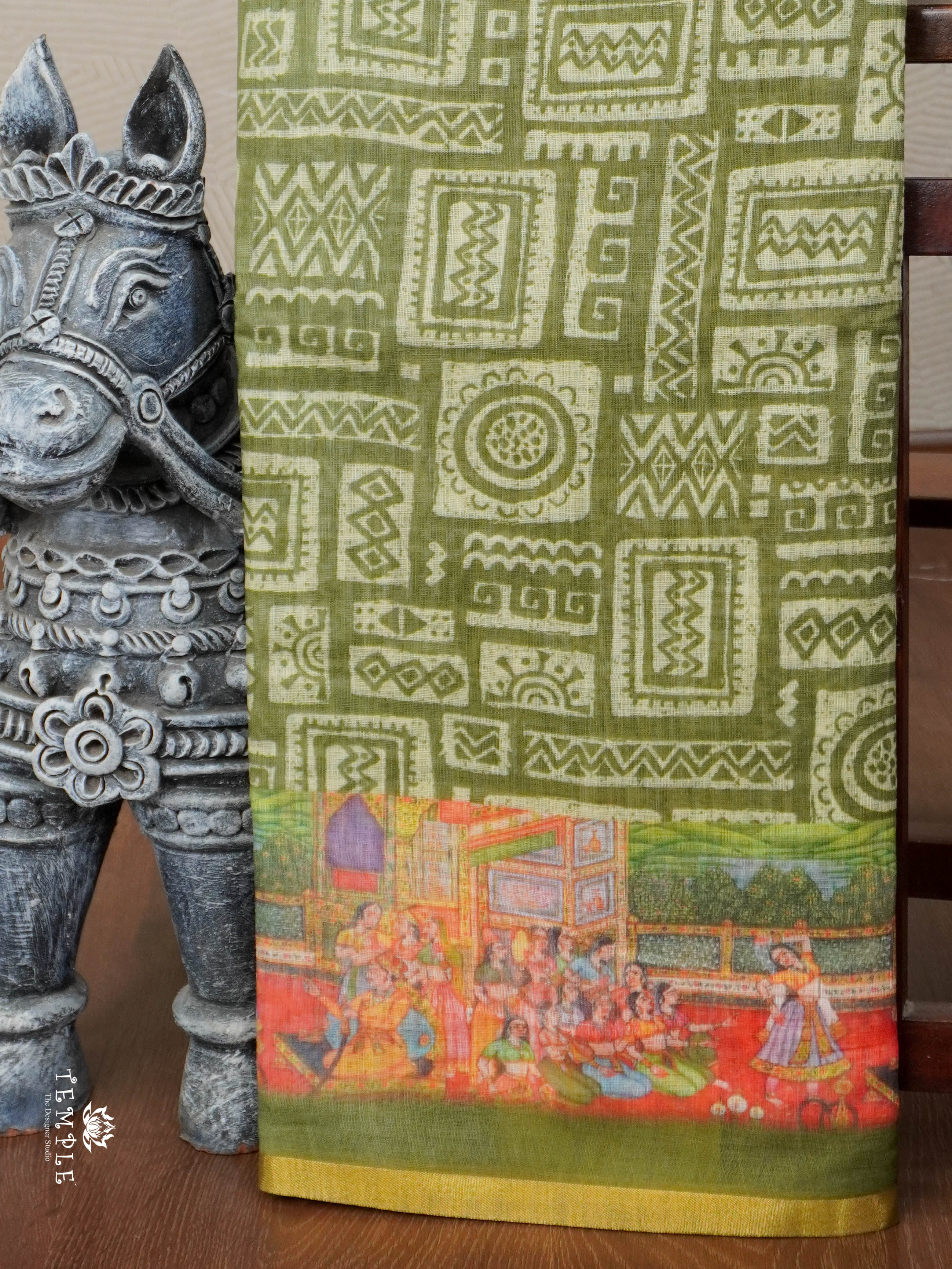 Kalamkari-inspired Printed Saree | TTDS2847