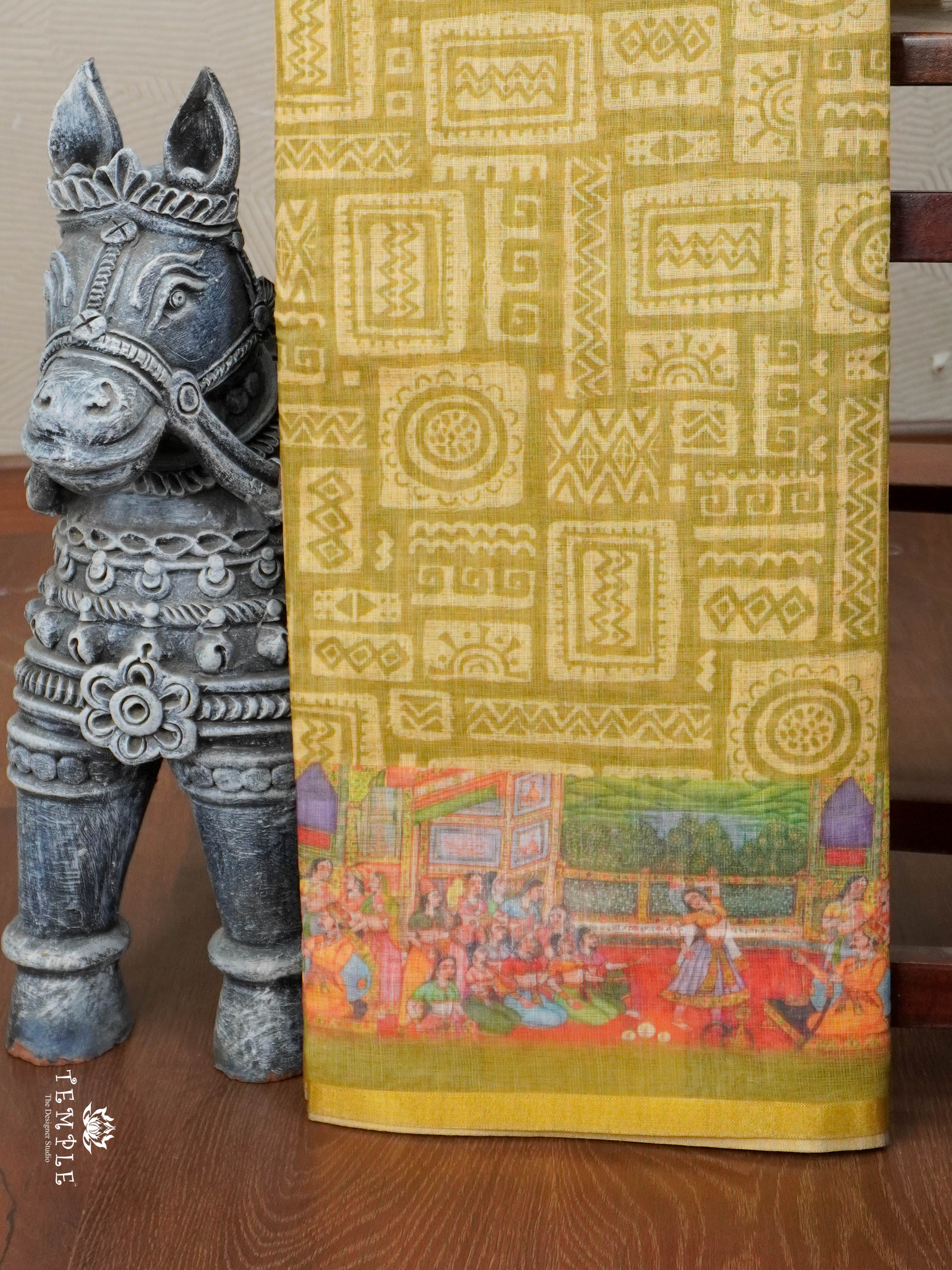 Kalamkari-inspired Printed Saree | TTDS2847