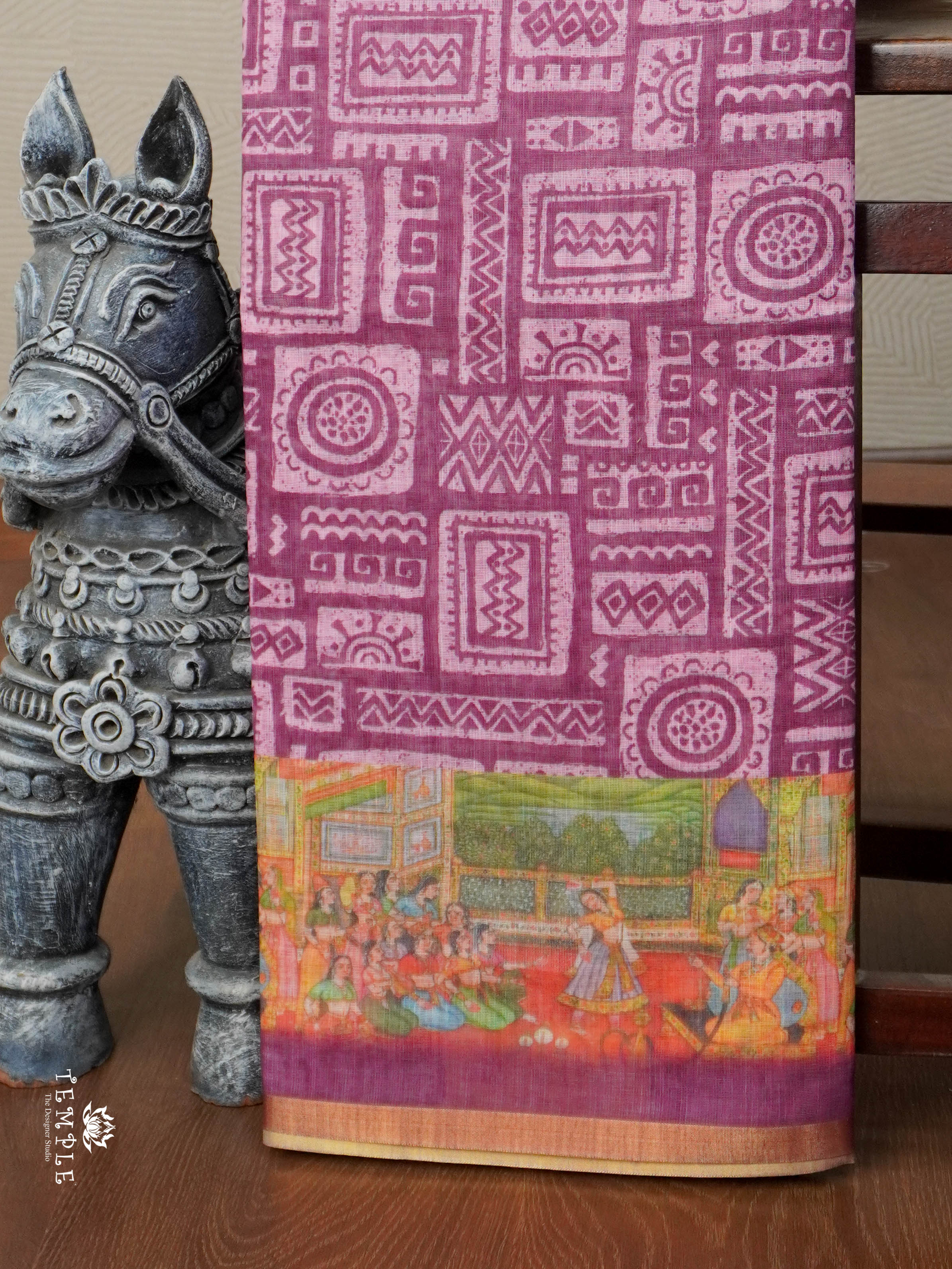 Kalamkari-inspired Printed Saree | TTDS2847