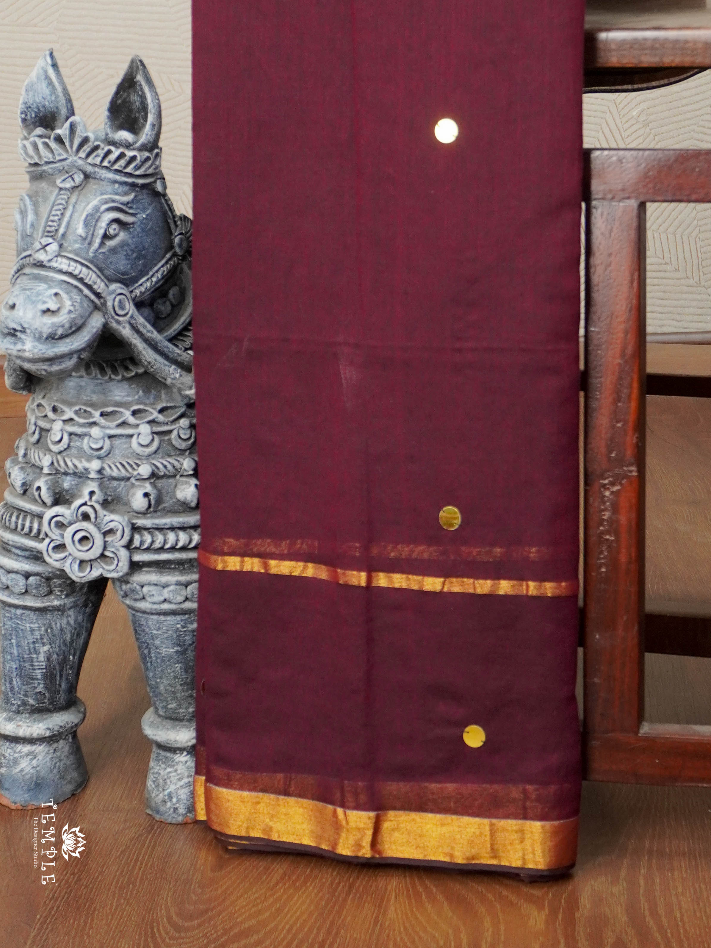 Mul Cotton Saree With Tikki Work | TTDS2793