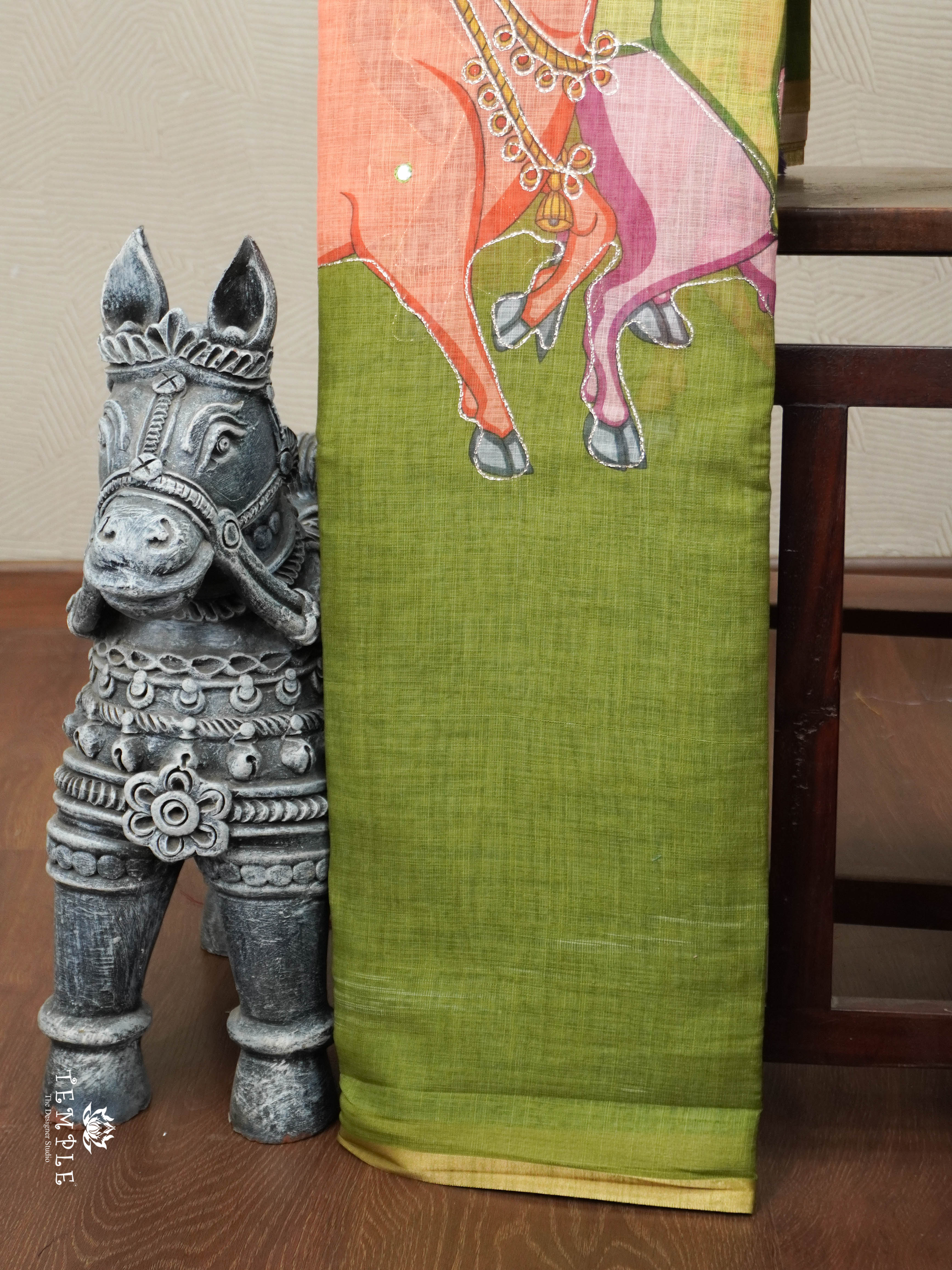 Pichwai Printed Linen Cotton Saree | TTDS2832 | PRE BOOKING