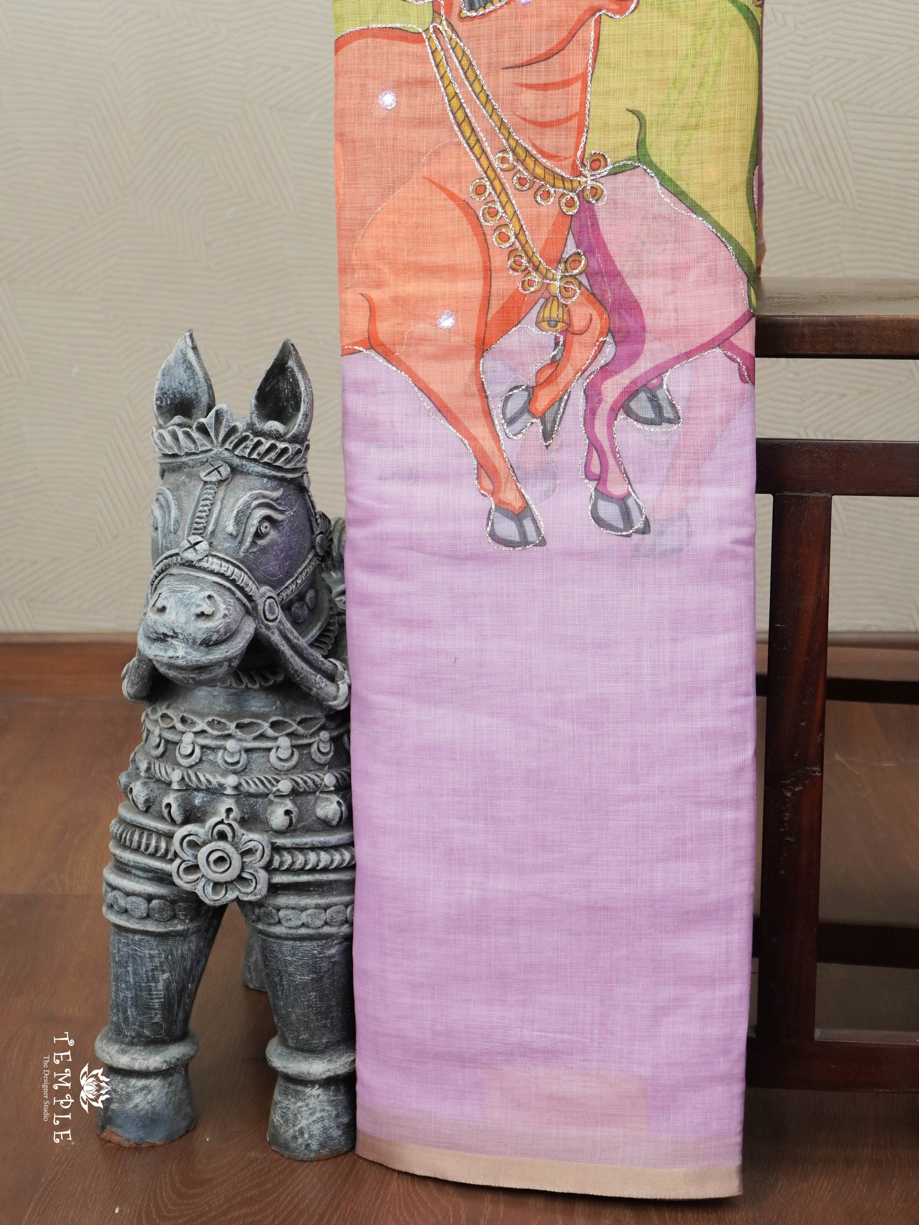 Pichwai Printed Linen Cotton Saree | TTDS2832 | PRE BOOKING