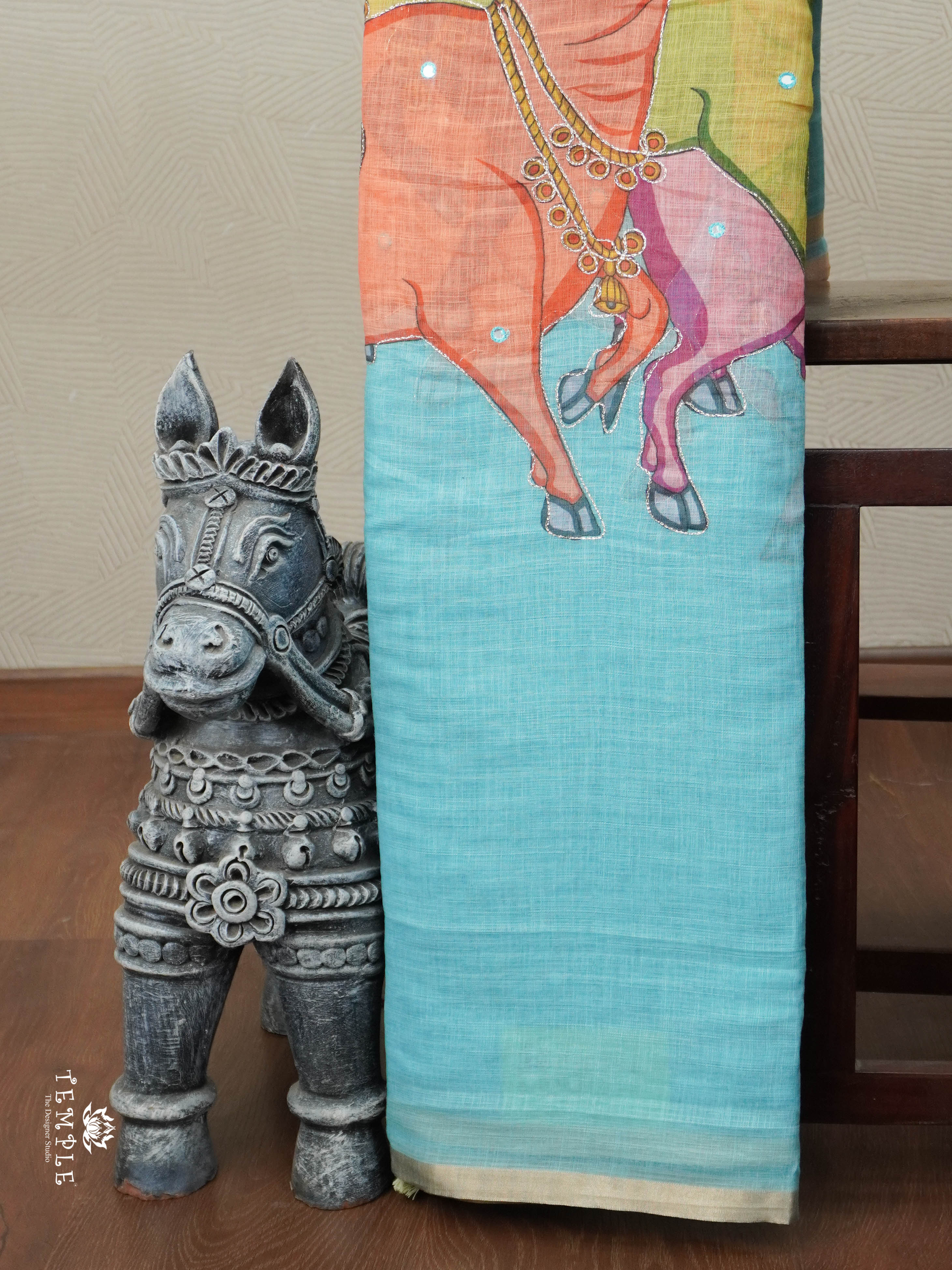 Pichwai Printed Linen Cotton Saree | TTDS2832 | PRE BOOKING