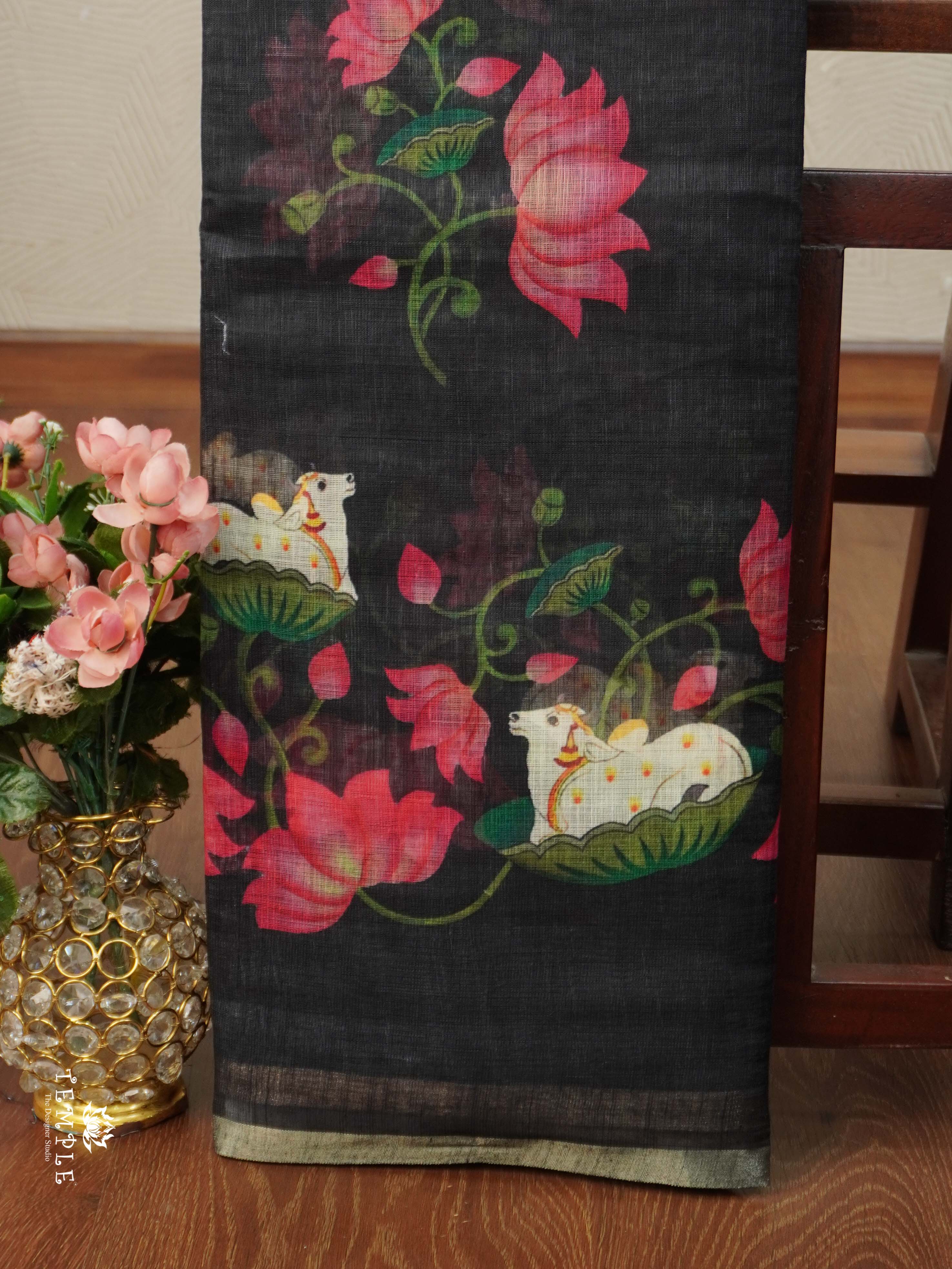 Chanderi Cotton Saree With Pichwai Prints | TTDS2330