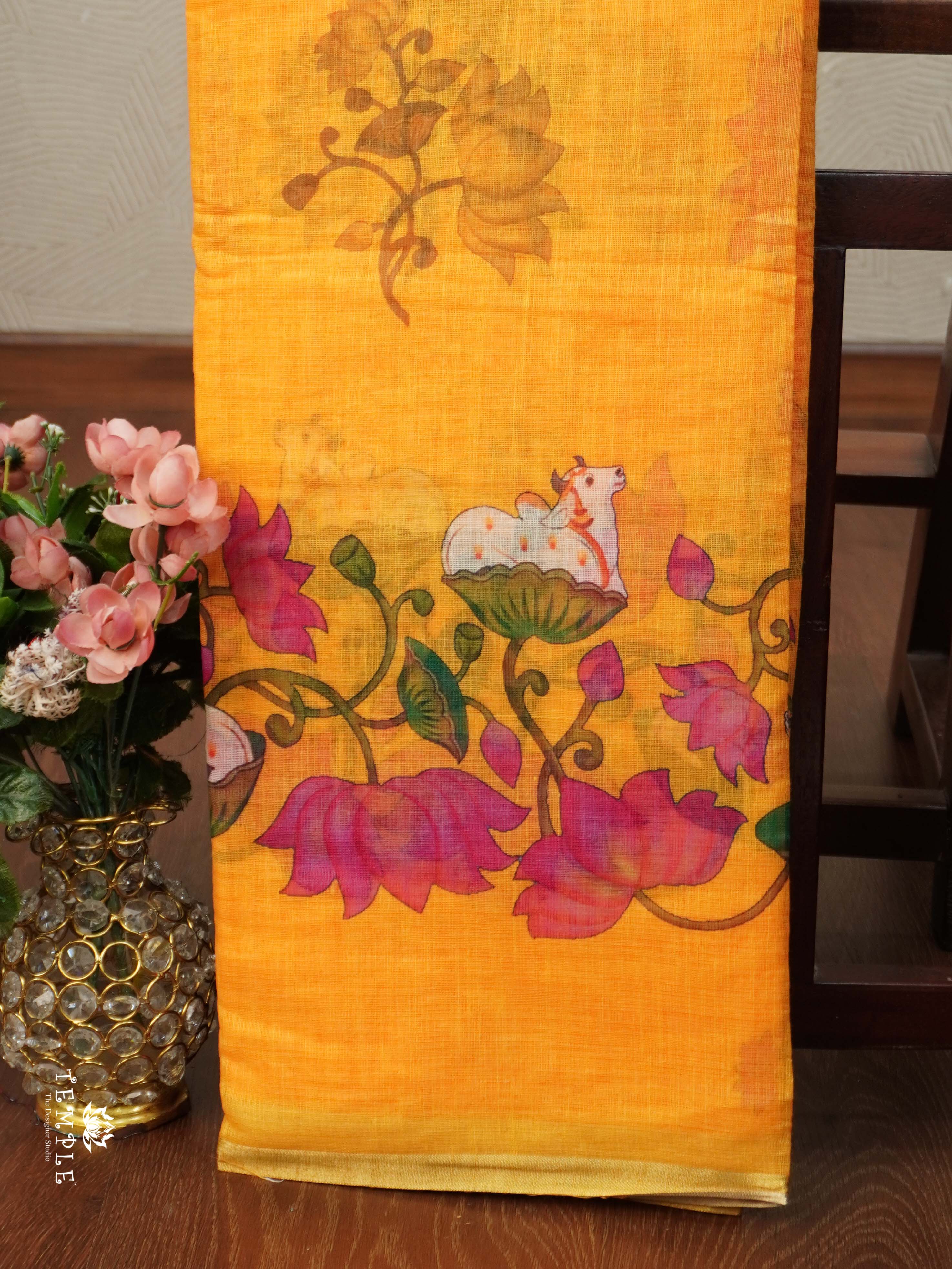 Chanderi Cotton Saree With Pichwai Prints | TTDS2330