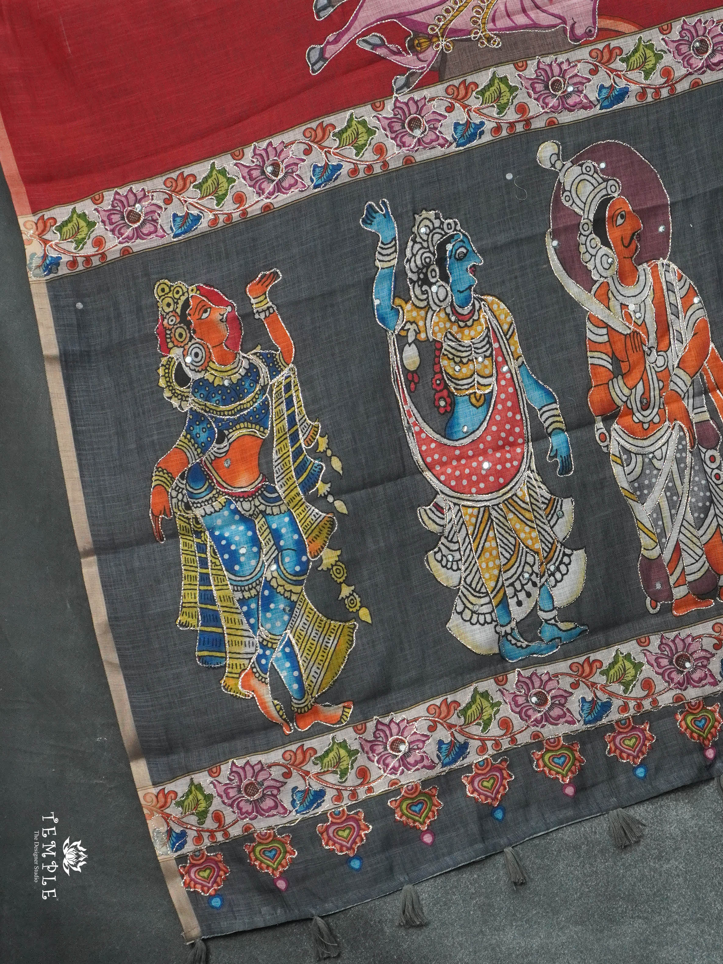 Pichwai Printed Linen Cotton Saree | TTDS2832 | PRE BOOKING