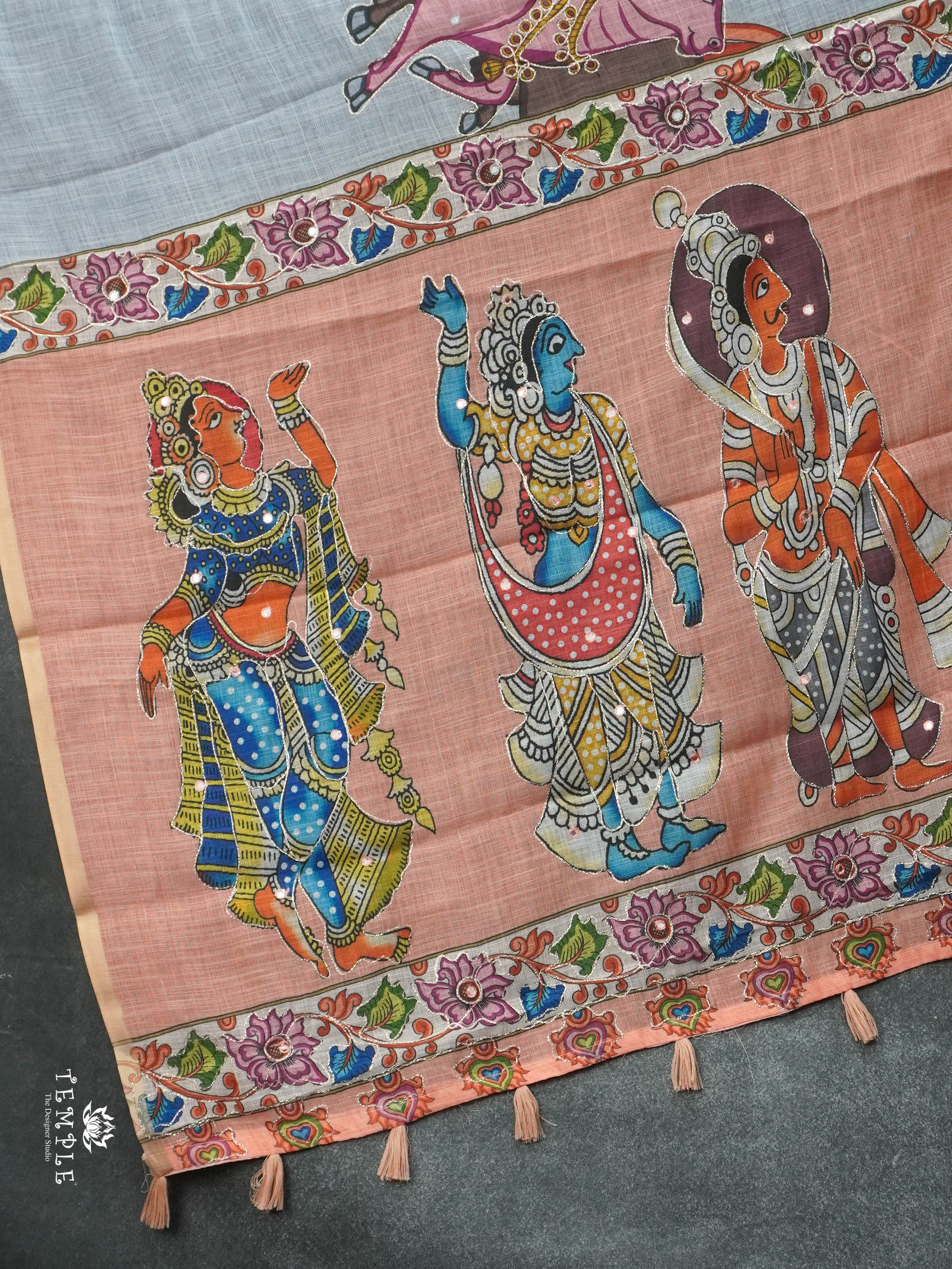 Pichwai Printed Linen Cotton Saree | TTDS2832 | PRE BOOKING