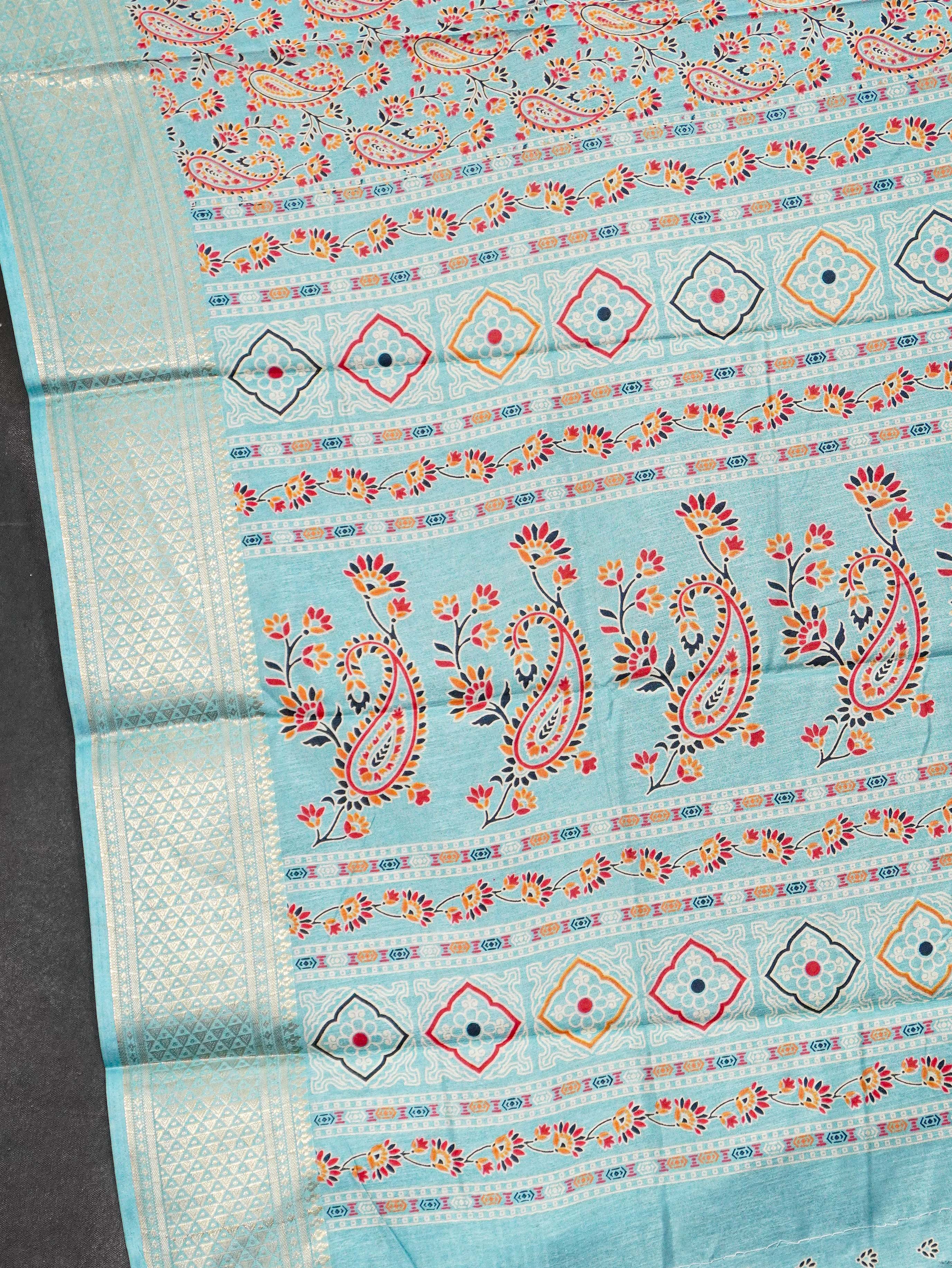 Printed Dola Silk Saree | TTDS3244