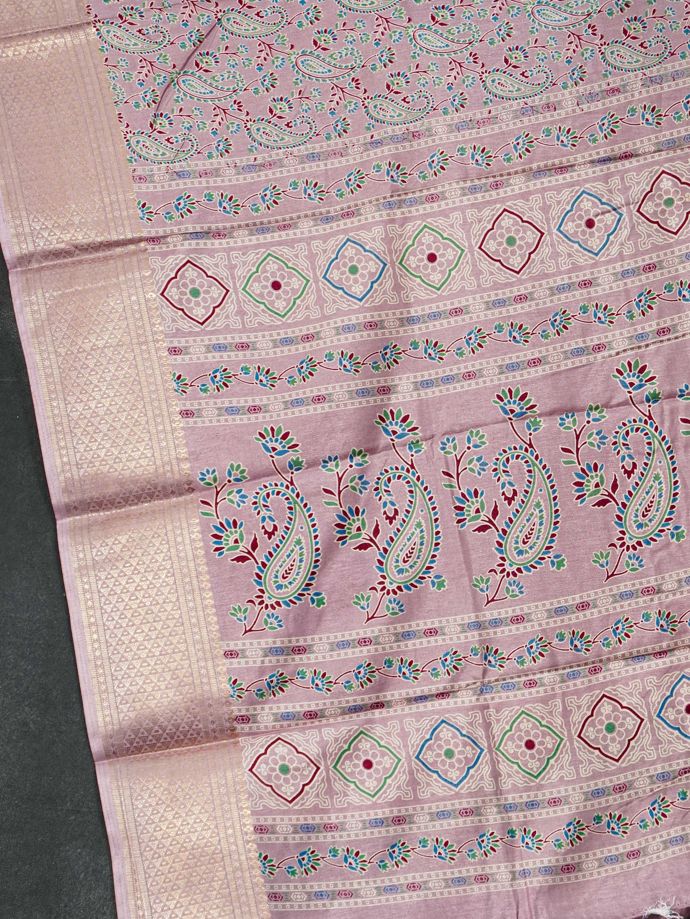 Printed Dola Silk Saree | TTDS3244