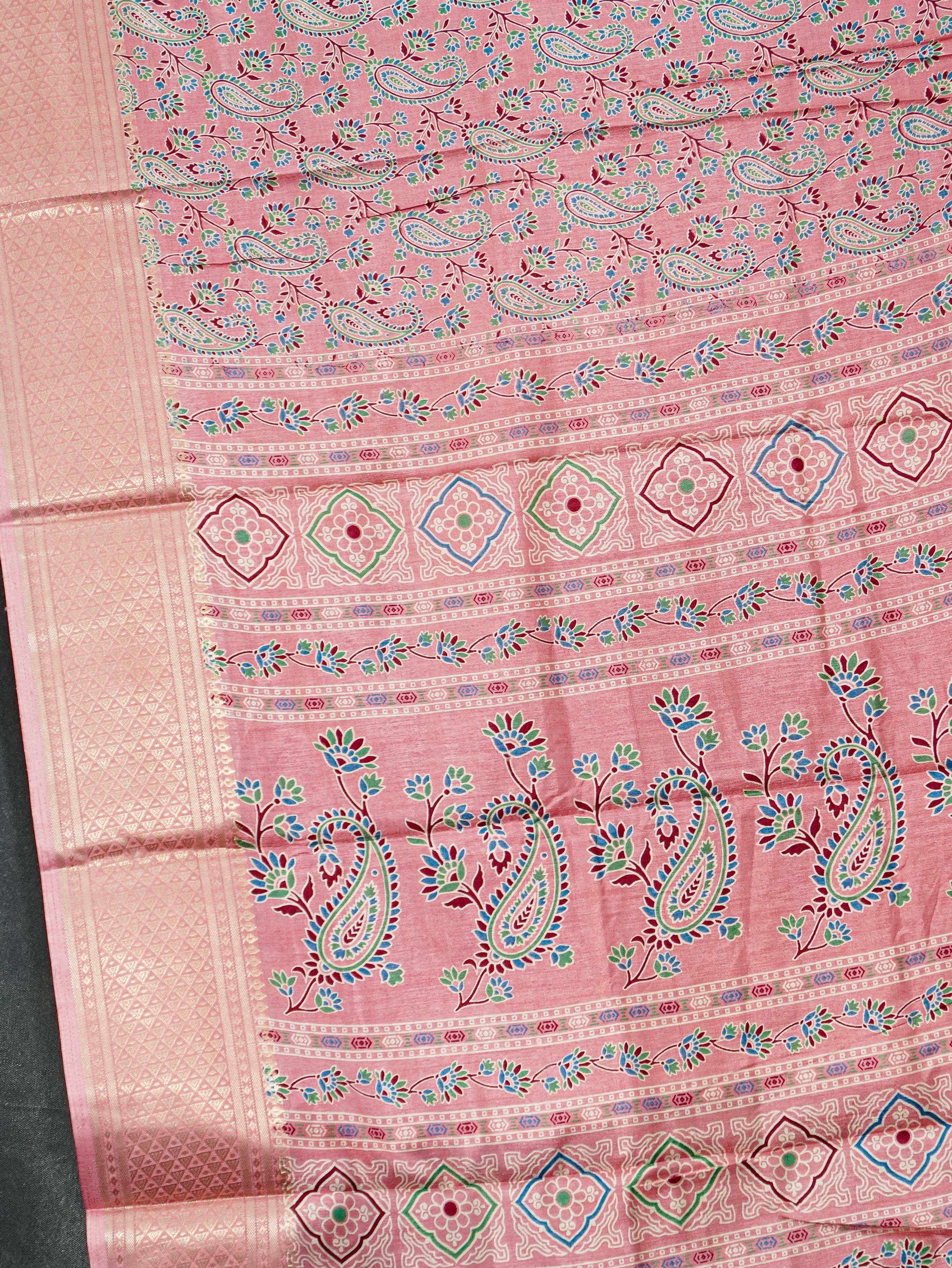 Printed Dola Silk Saree | TTDS3244