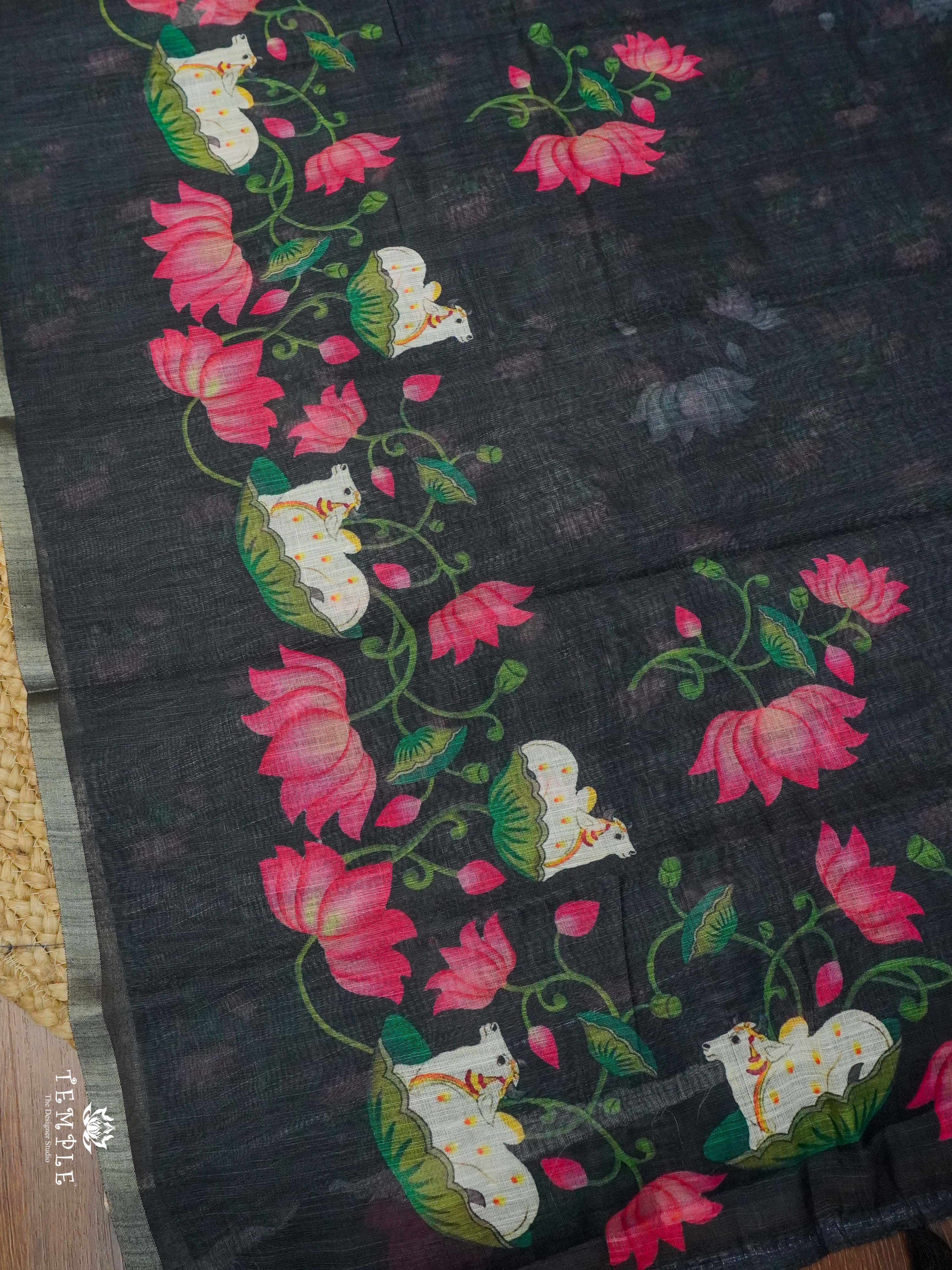 Chanderi Cotton Saree With Pichwai Prints | TTDS2330