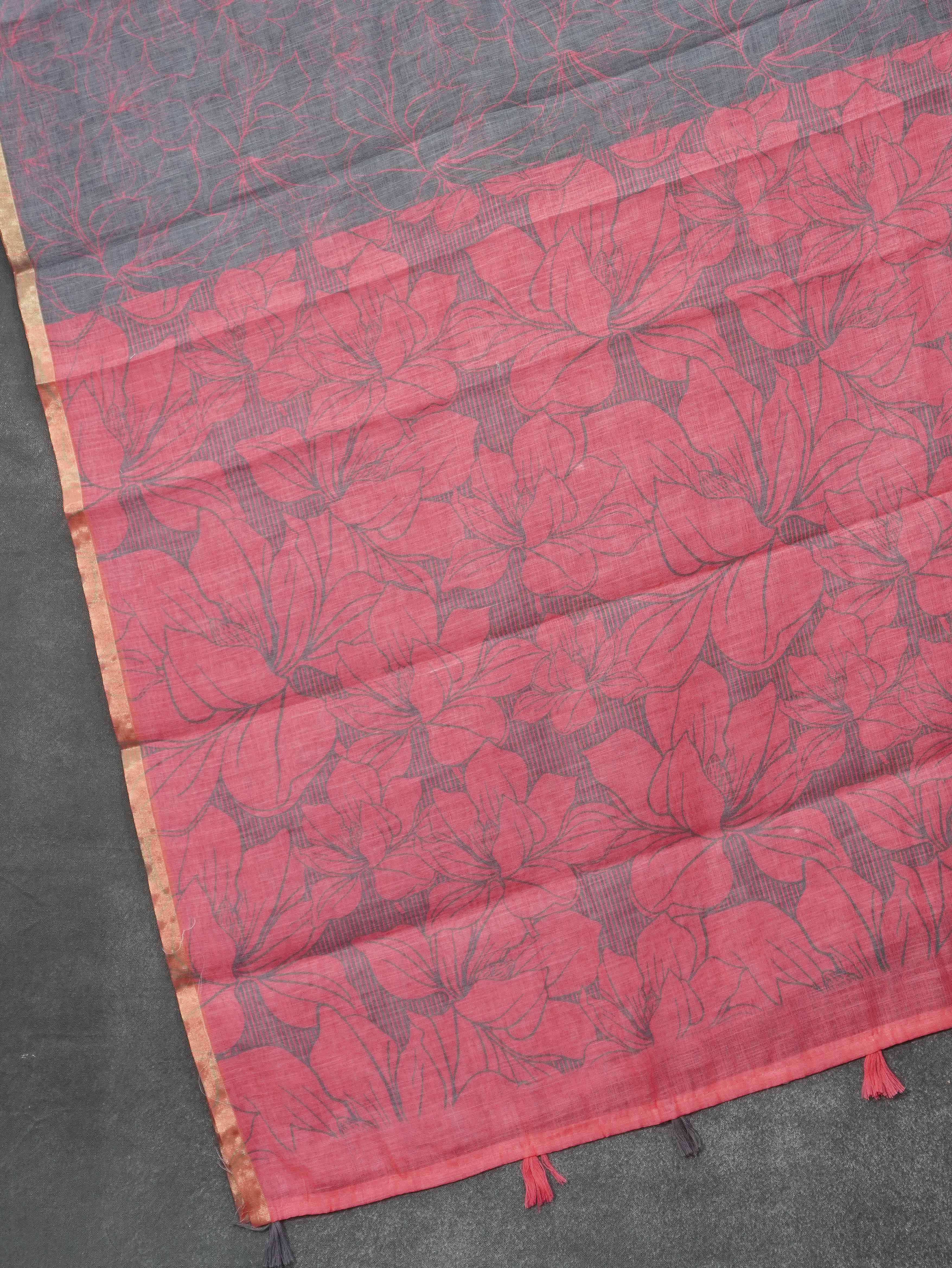 Linen Cotton Saree | TTDS3271