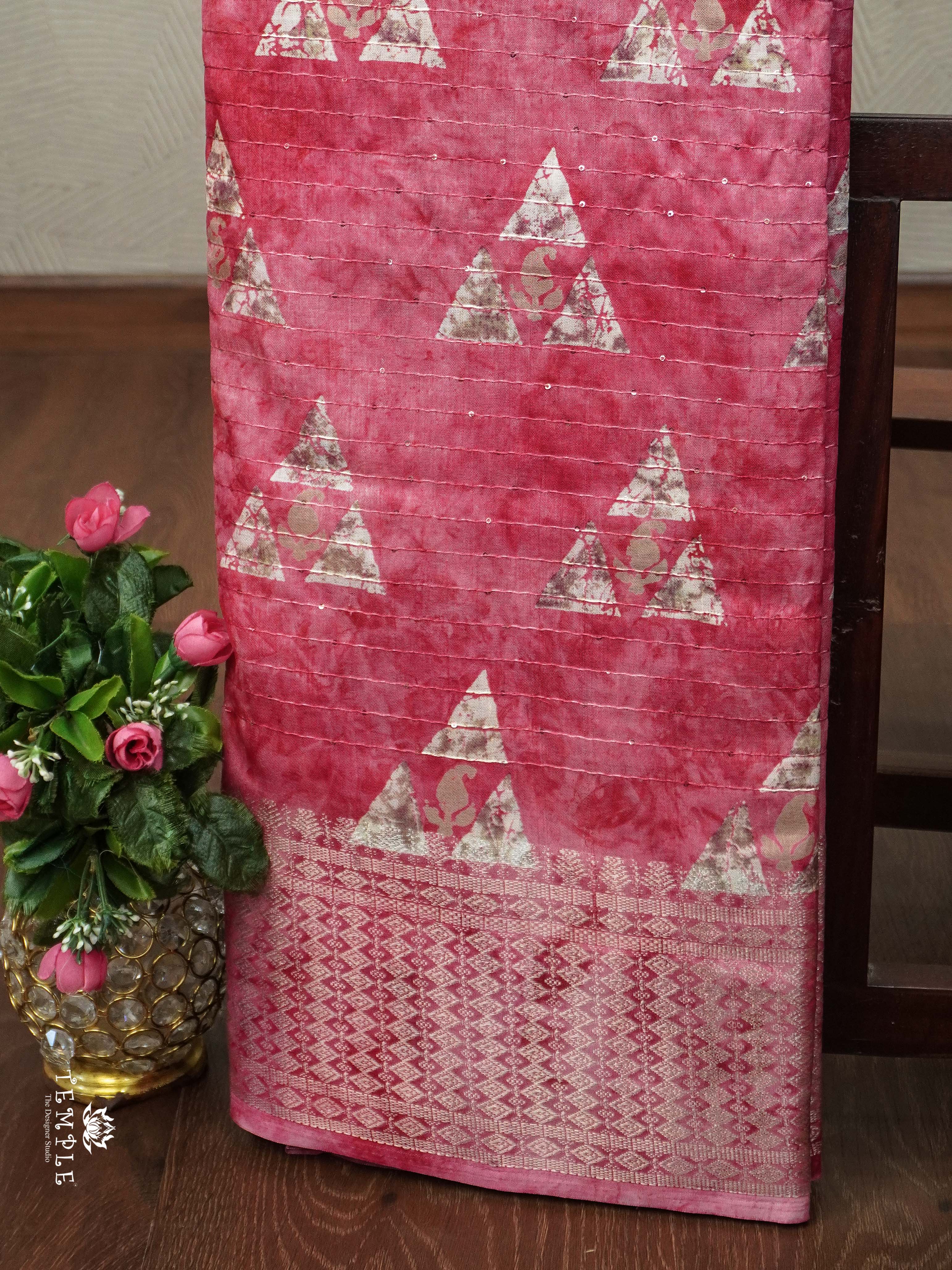 Sequins Saree With Triangle Patterns | TTDS2355