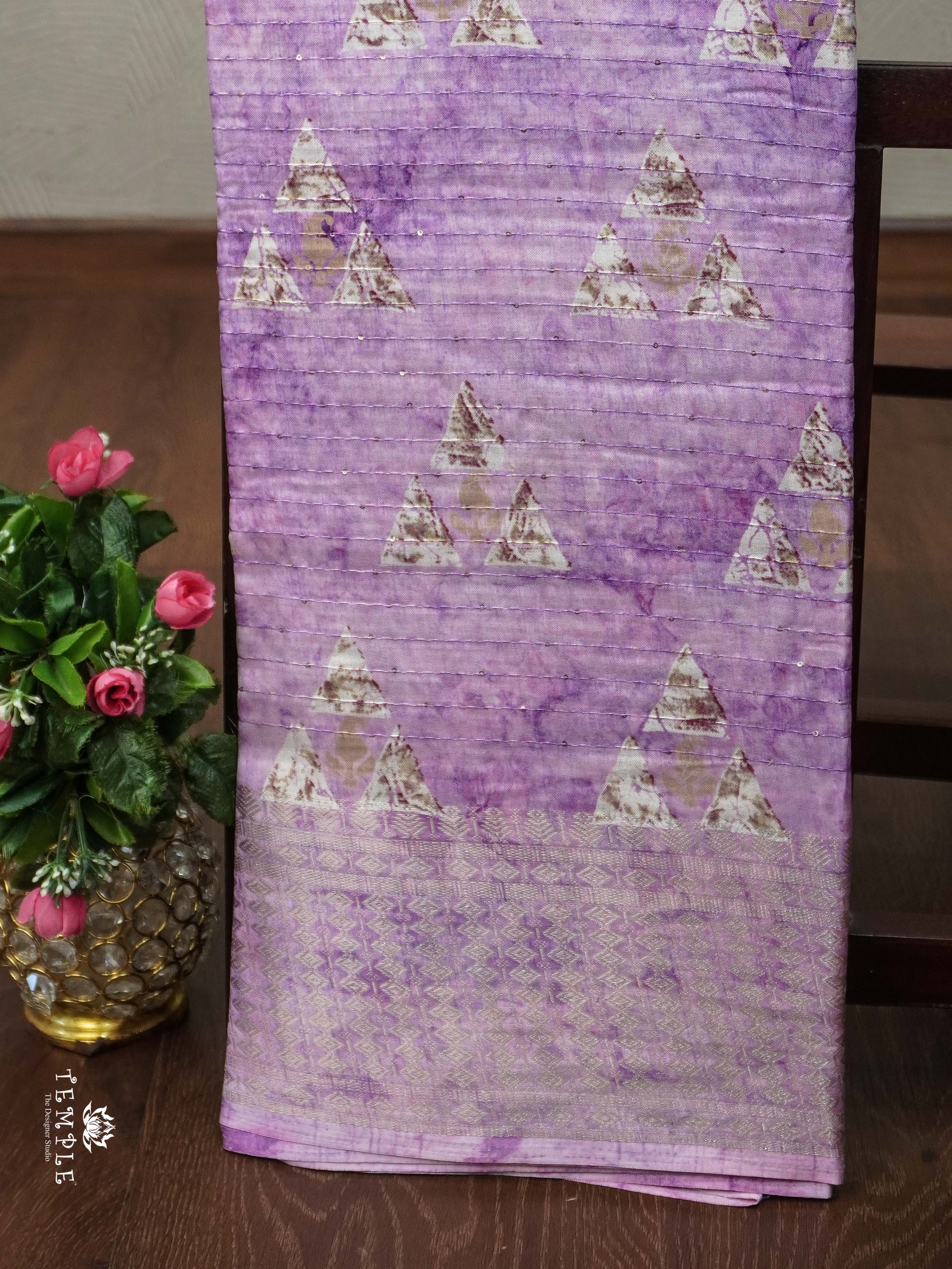 Sequins Saree With Triangle Patterns | TTDS2355
