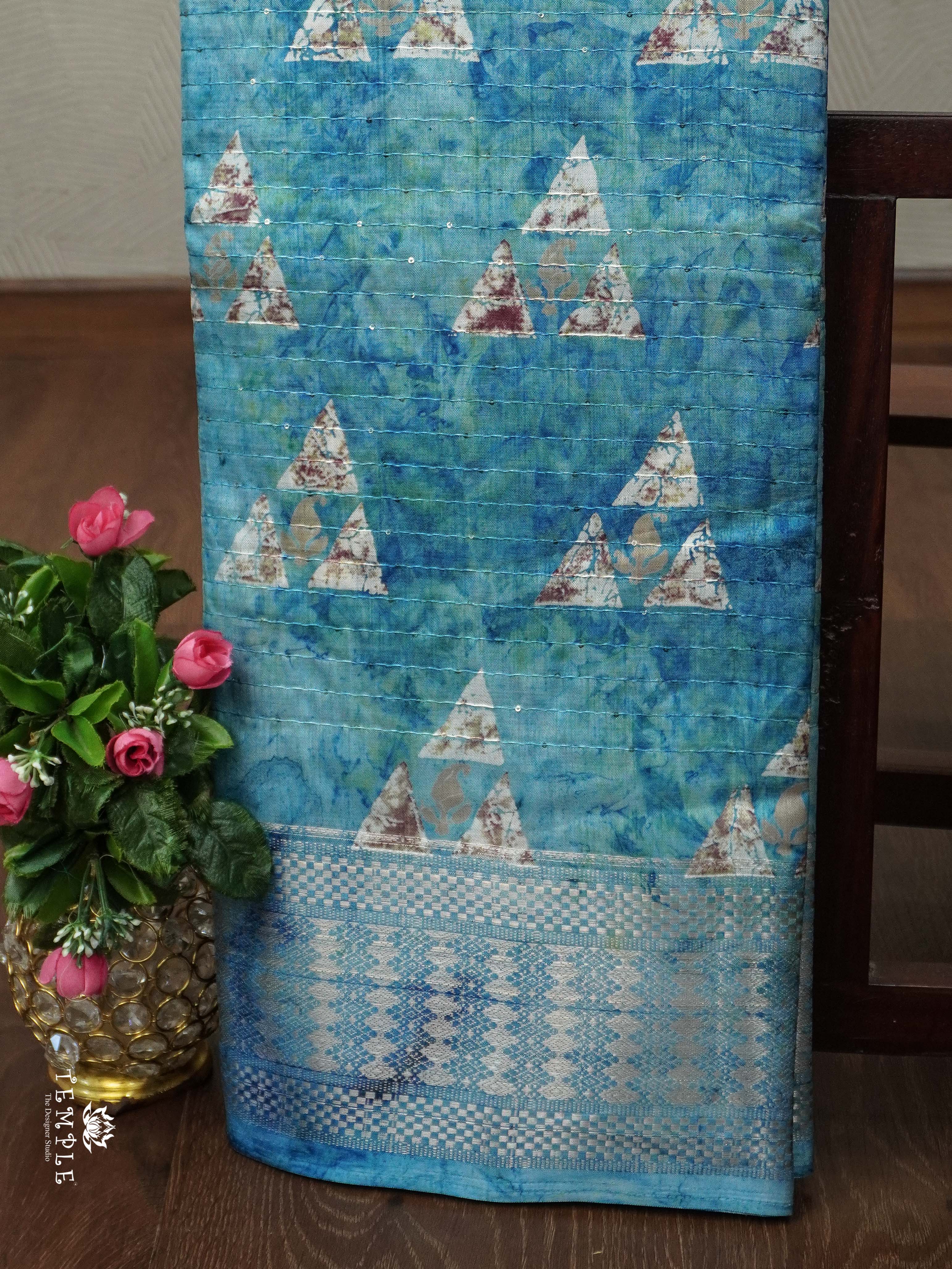 Sequins Saree With Triangle Patterns | TTDS2355