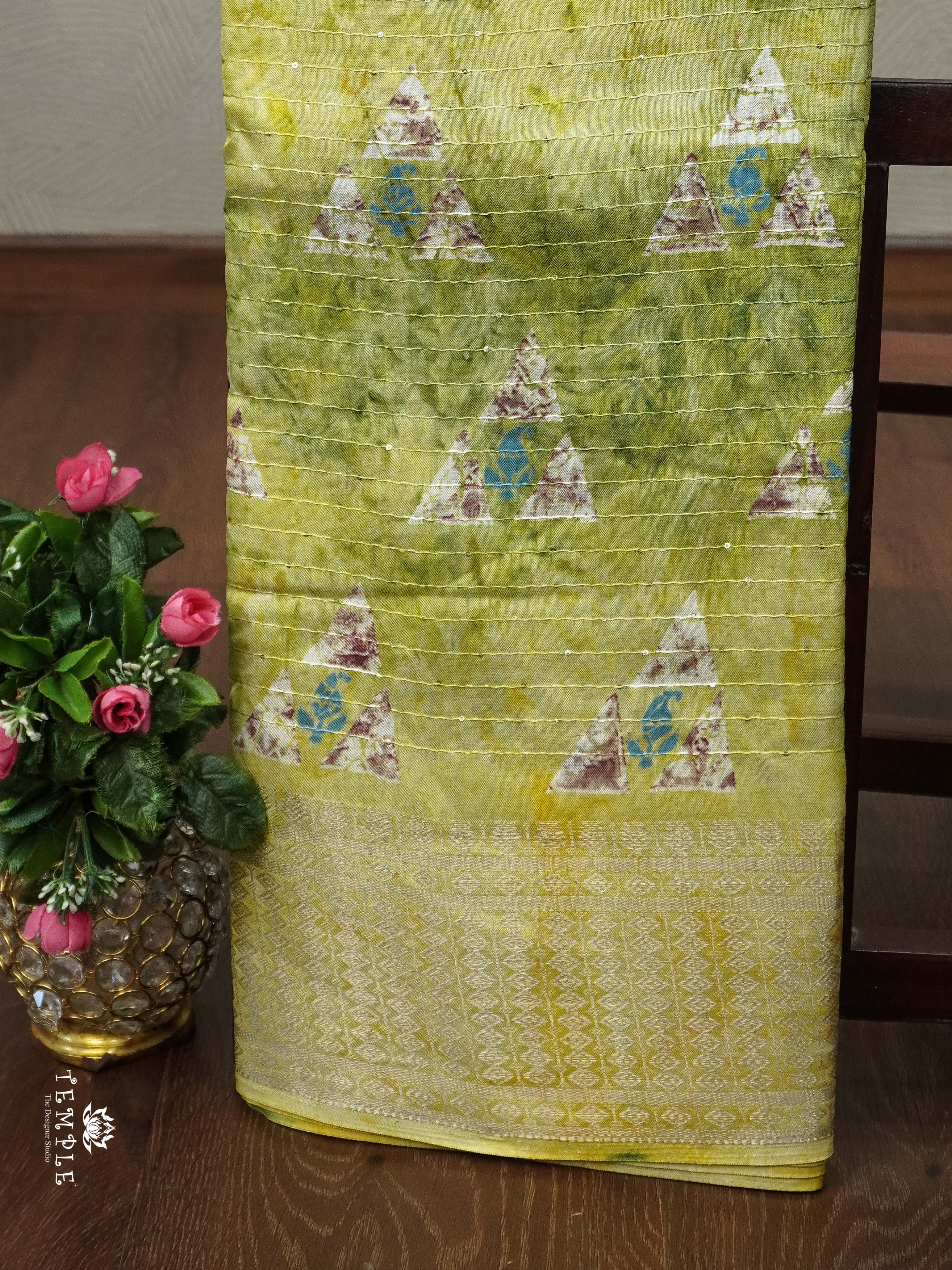 Sequins Saree With Triangle Patterns | TTDS2355
