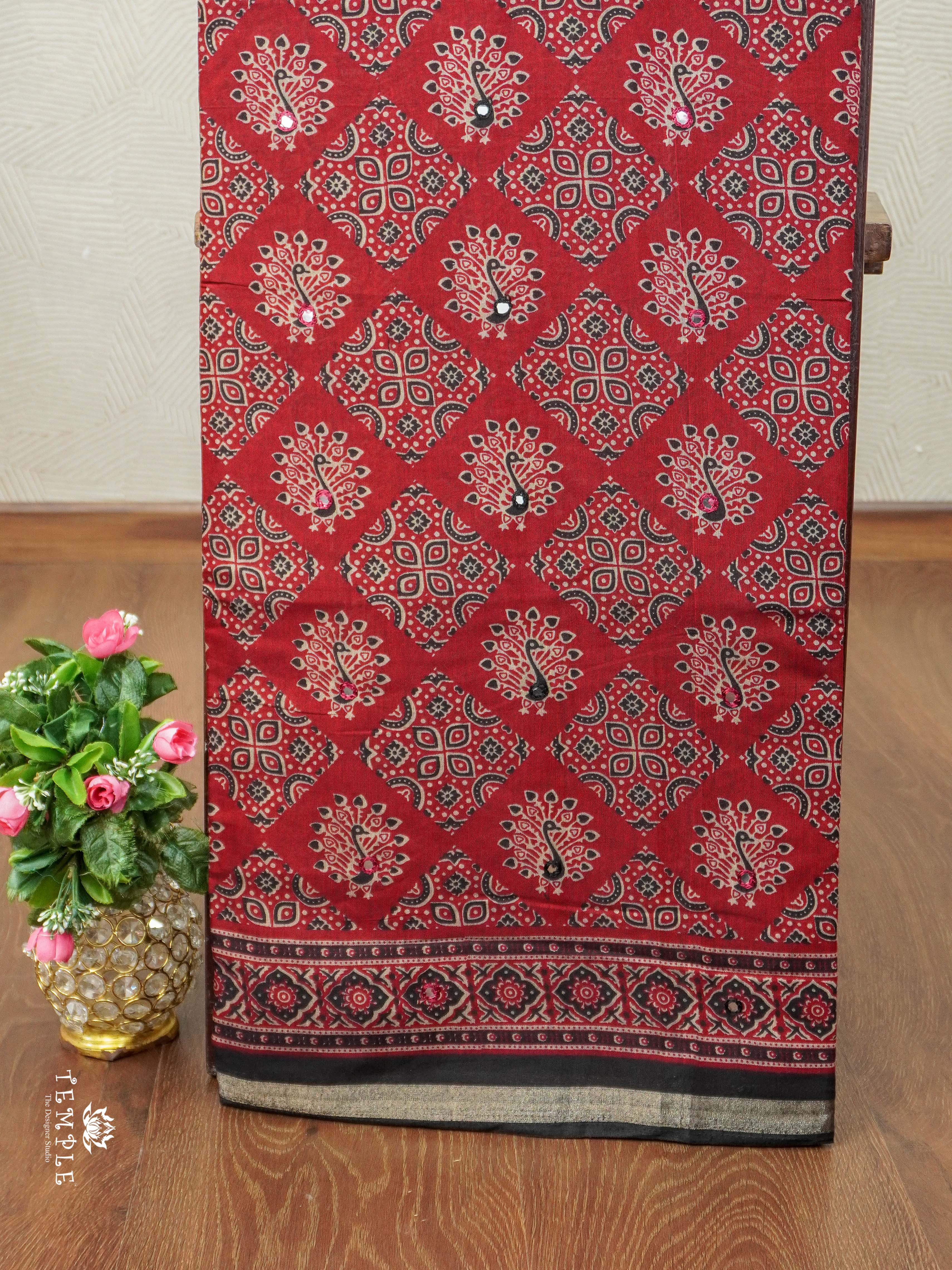 Fancy Cotton Saree with Mirror Work | TTDS2350