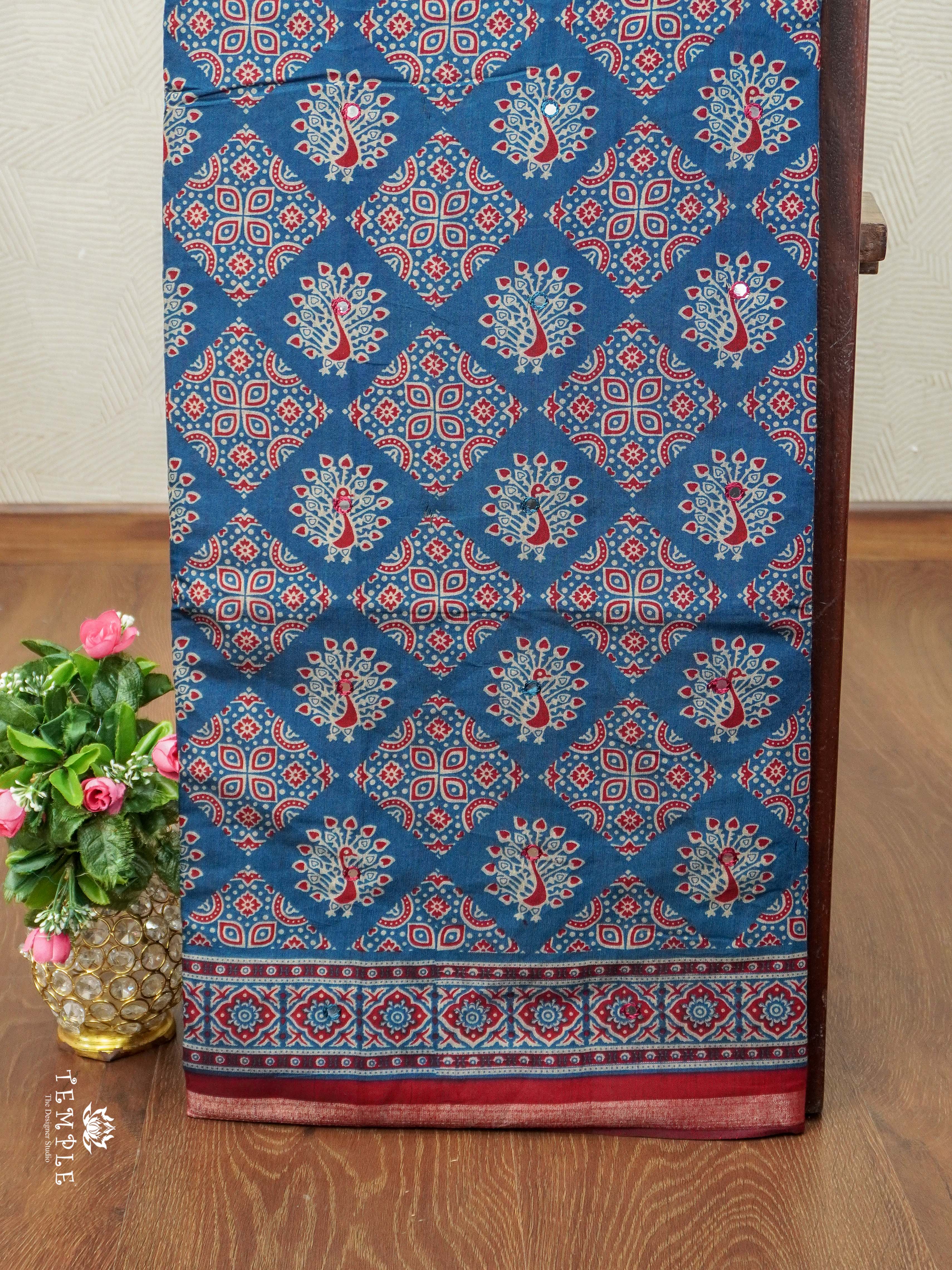 Fancy Cotton Saree with Mirror Work | TTDS2350