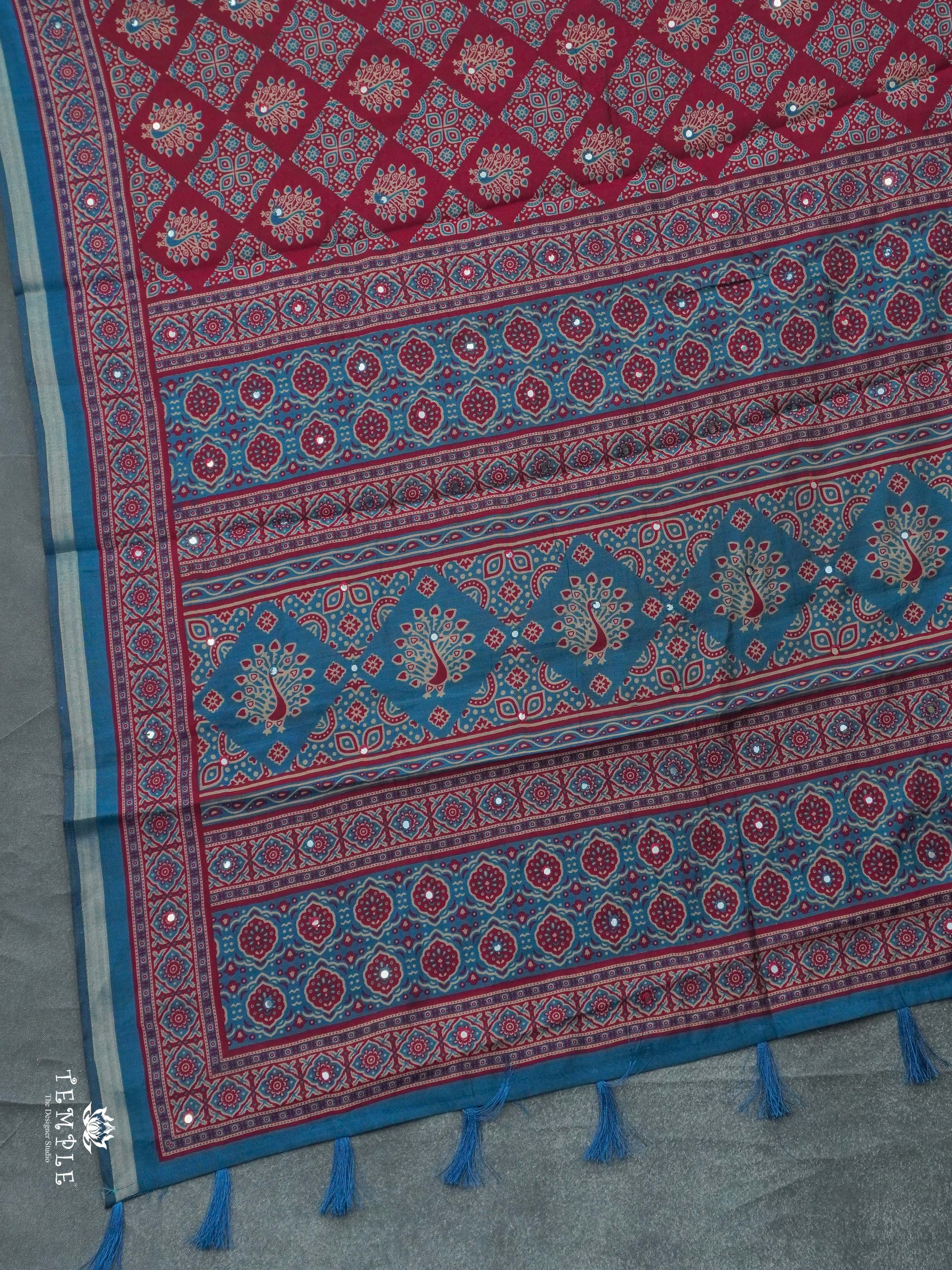 Fancy Cotton Saree with Mirror Work | TTDS2350