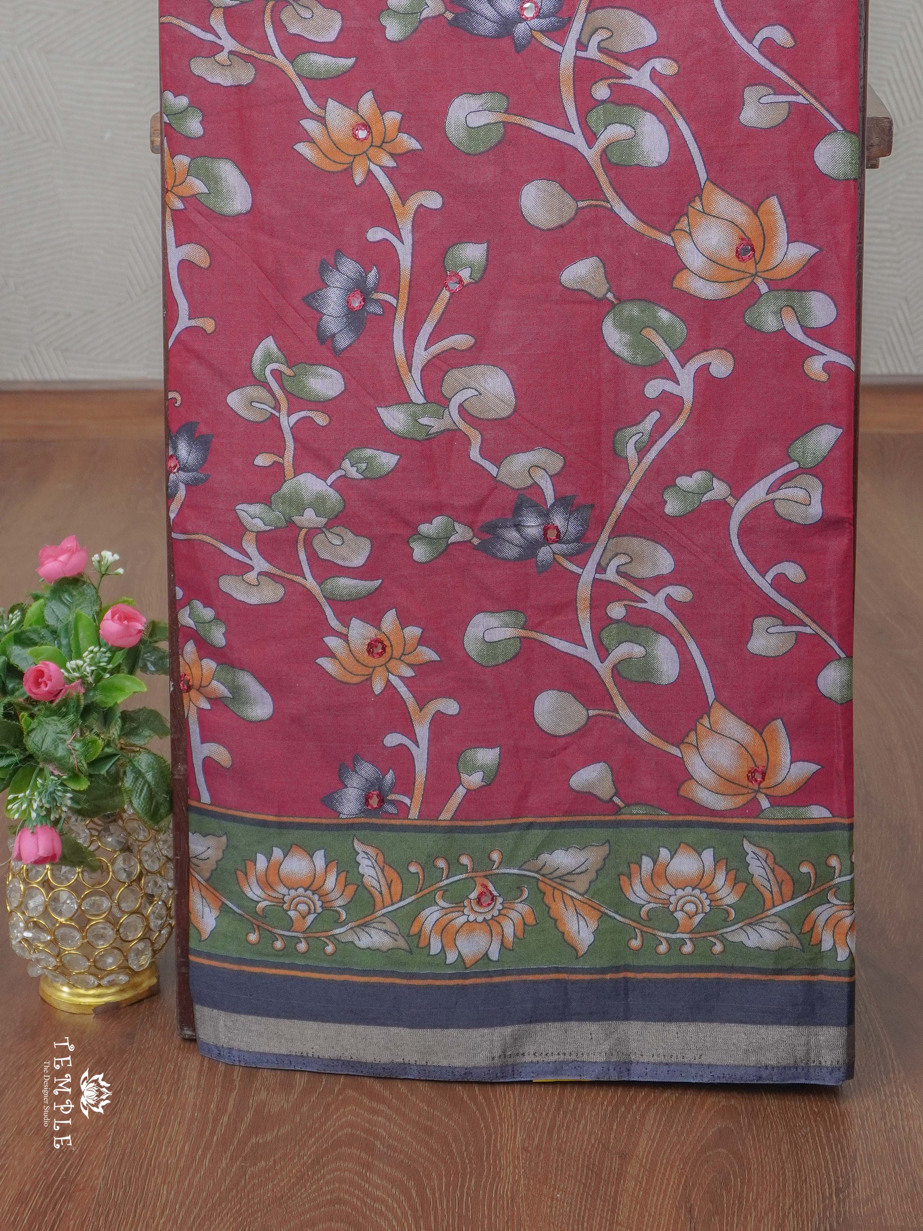 Soft Cotton Saree with Mirror Work | TTDS2363