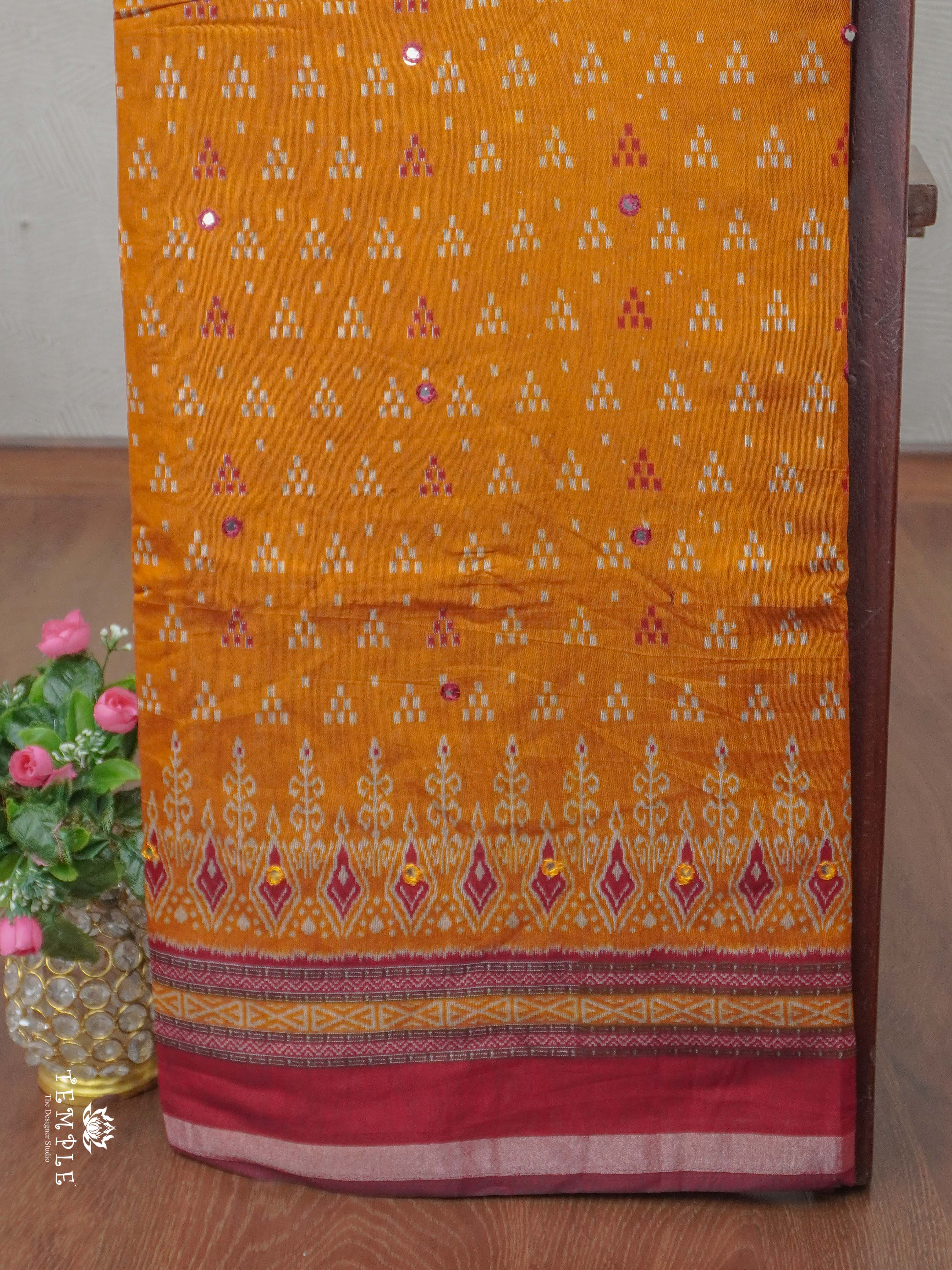 Fancy Cotton Saree with Mirror Work | TTDS2352