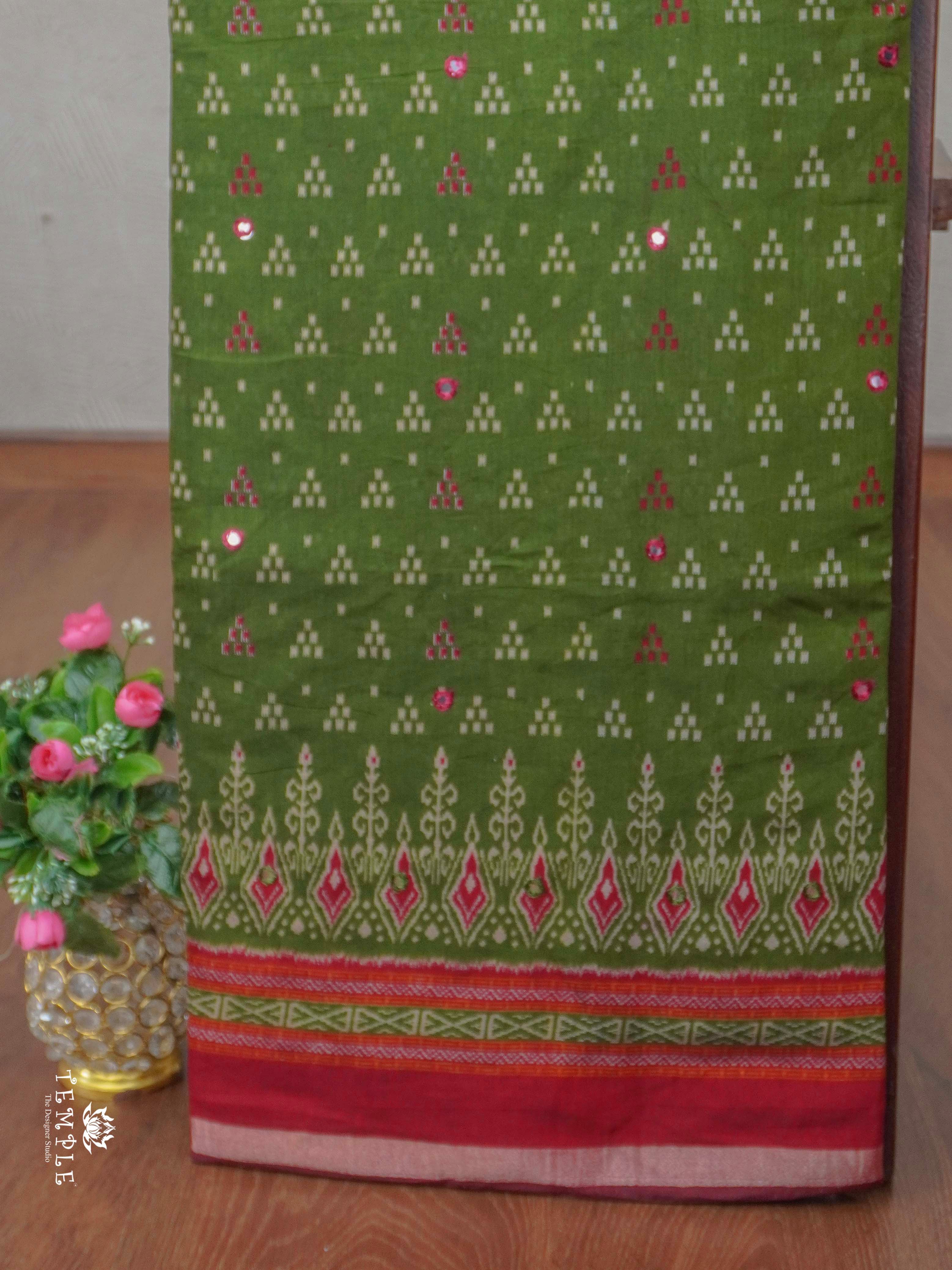 Fancy Cotton Saree with Mirror Work | TTDS2352