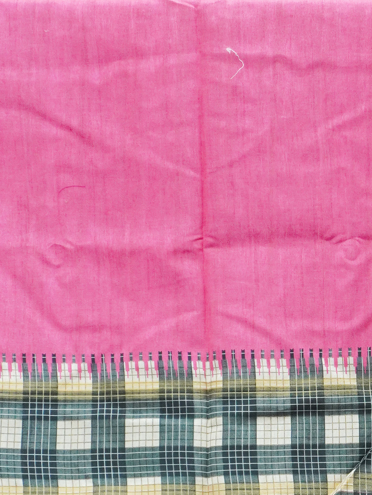 Vintage Checked Tussar Saree | TTDS3708