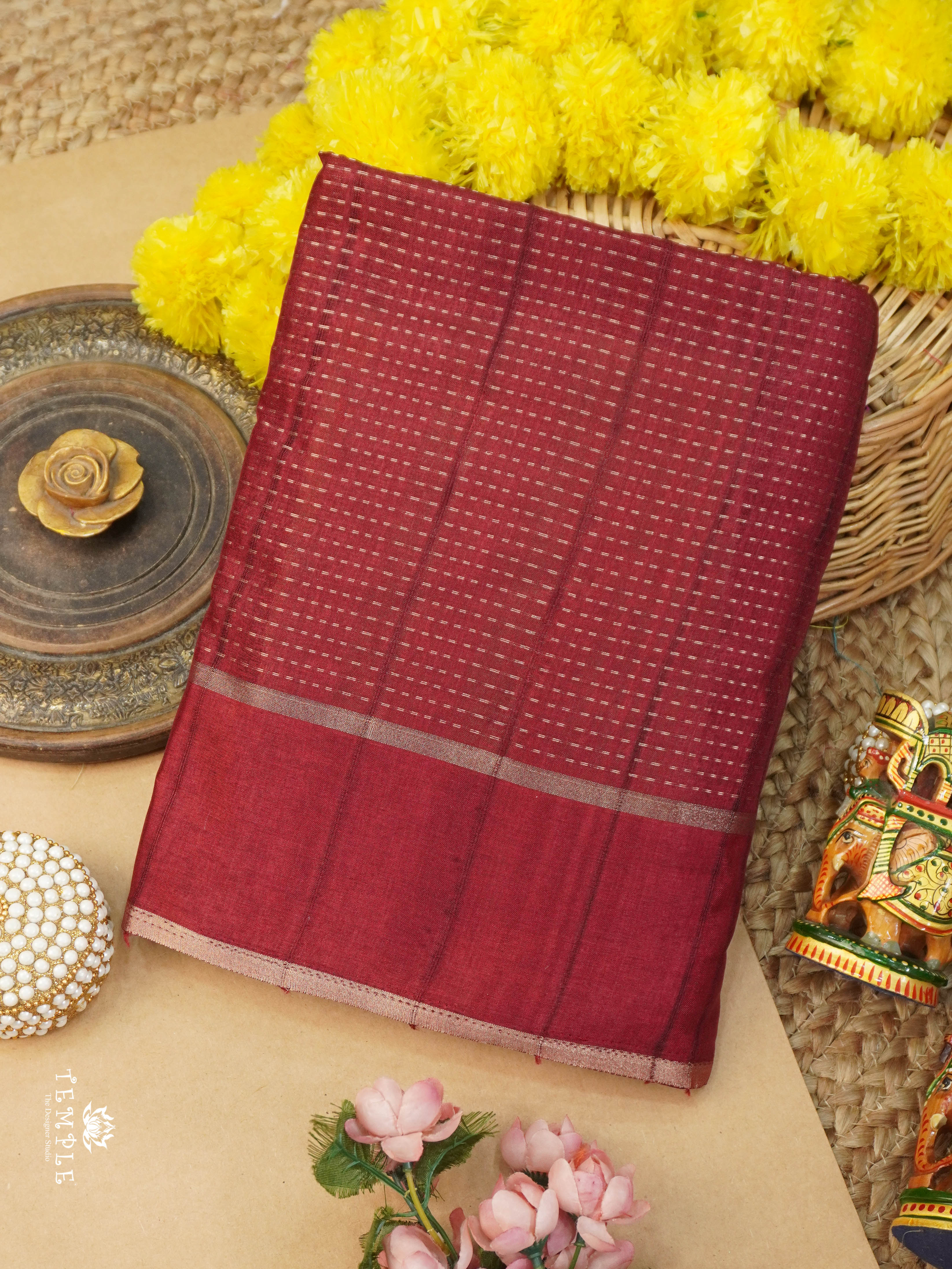 Handloom Matka Silk Saree(Maroon) | TTDS2896