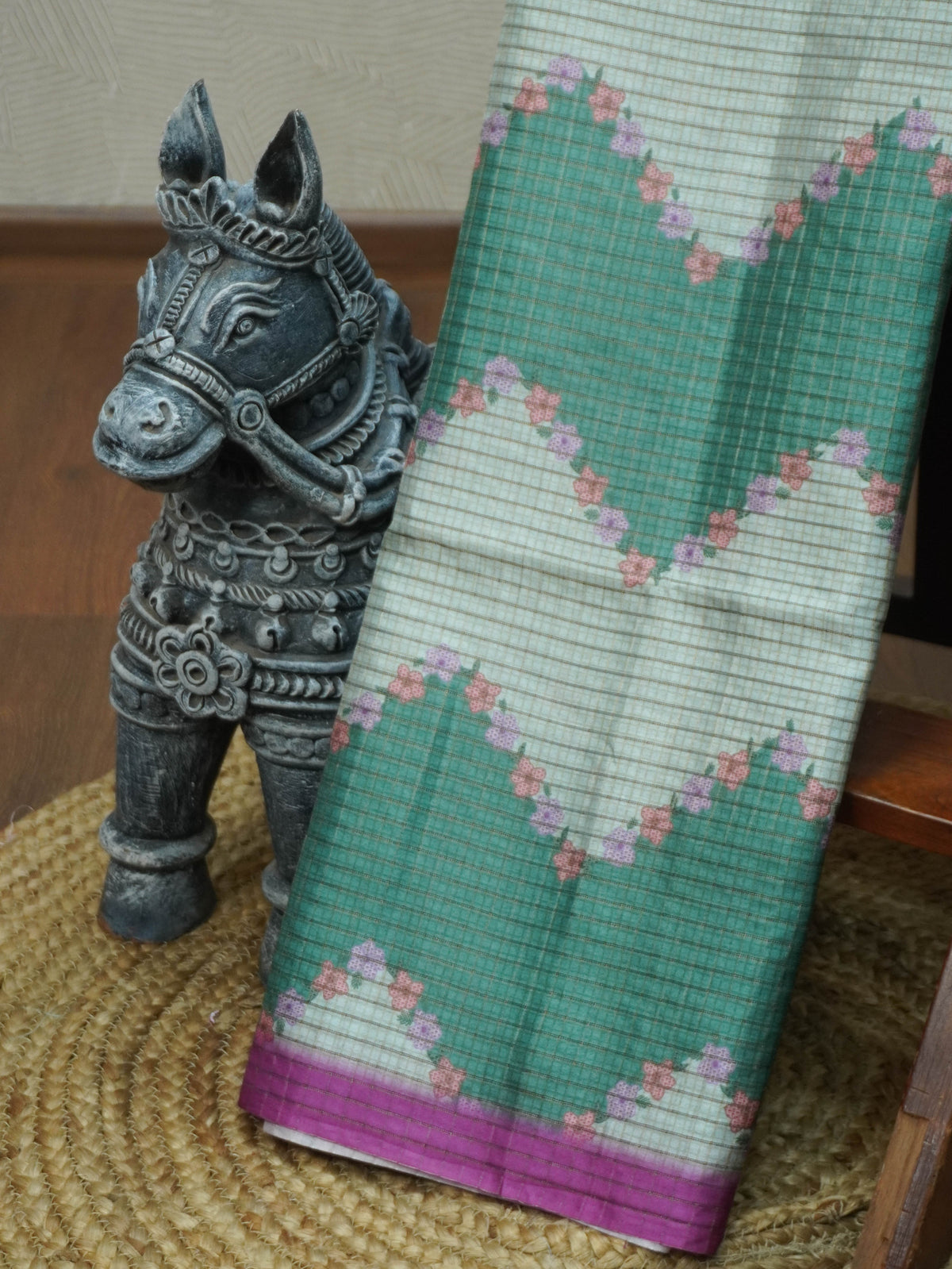 Printed Tussar Saree | TTDS3716