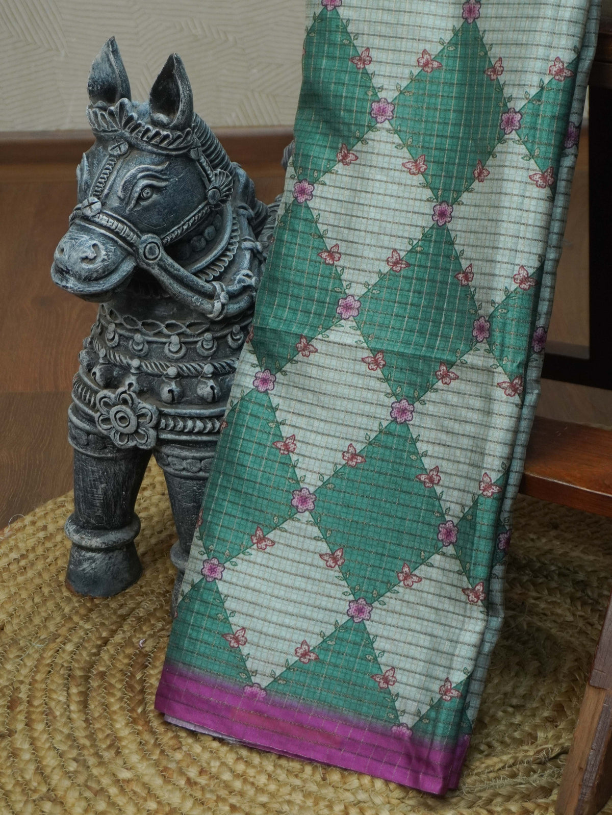 Printed Tussar Saree | TTDS3721