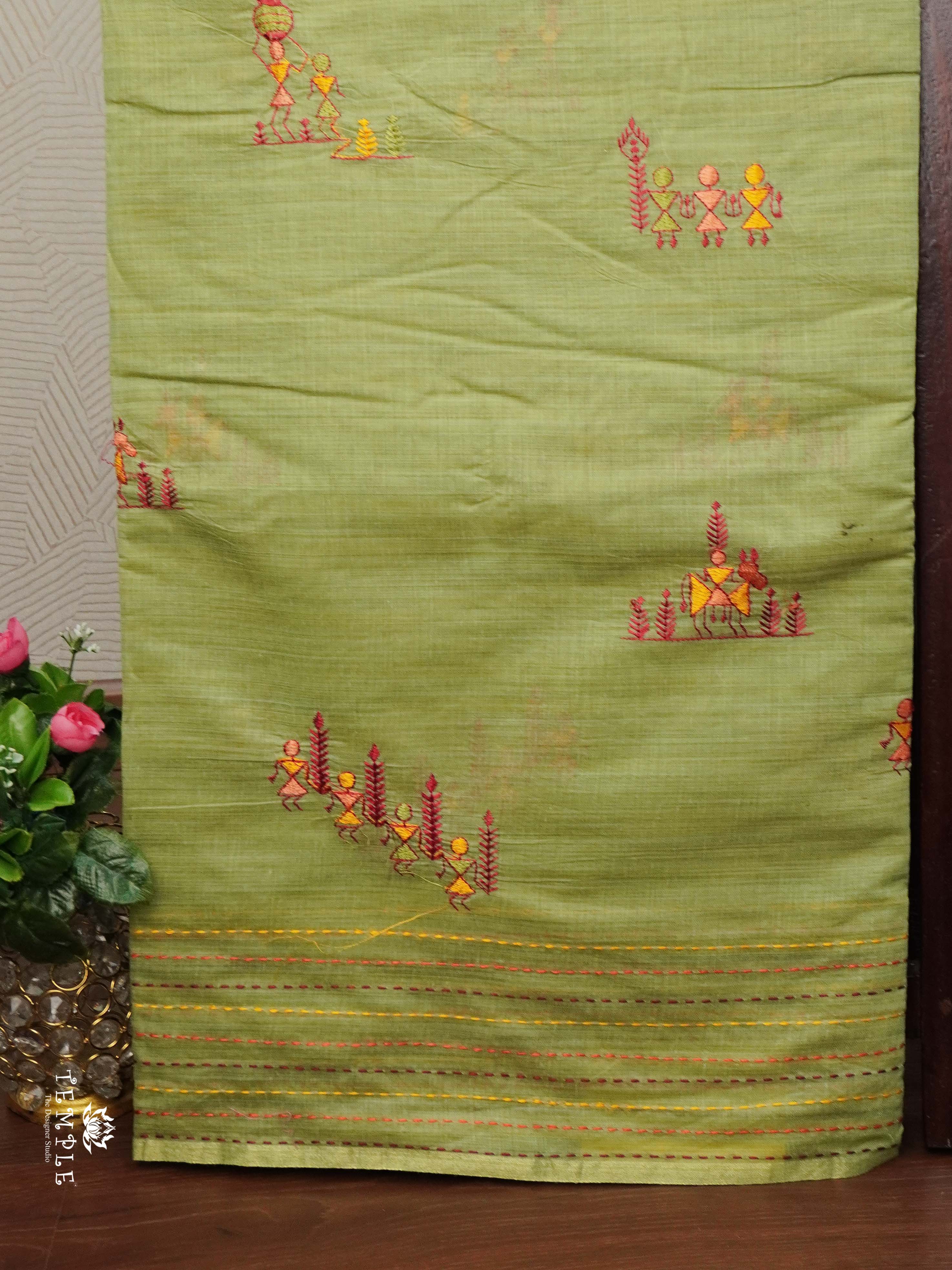 Fancy Cotton Saree With Kantha Stitches | TTDS2387