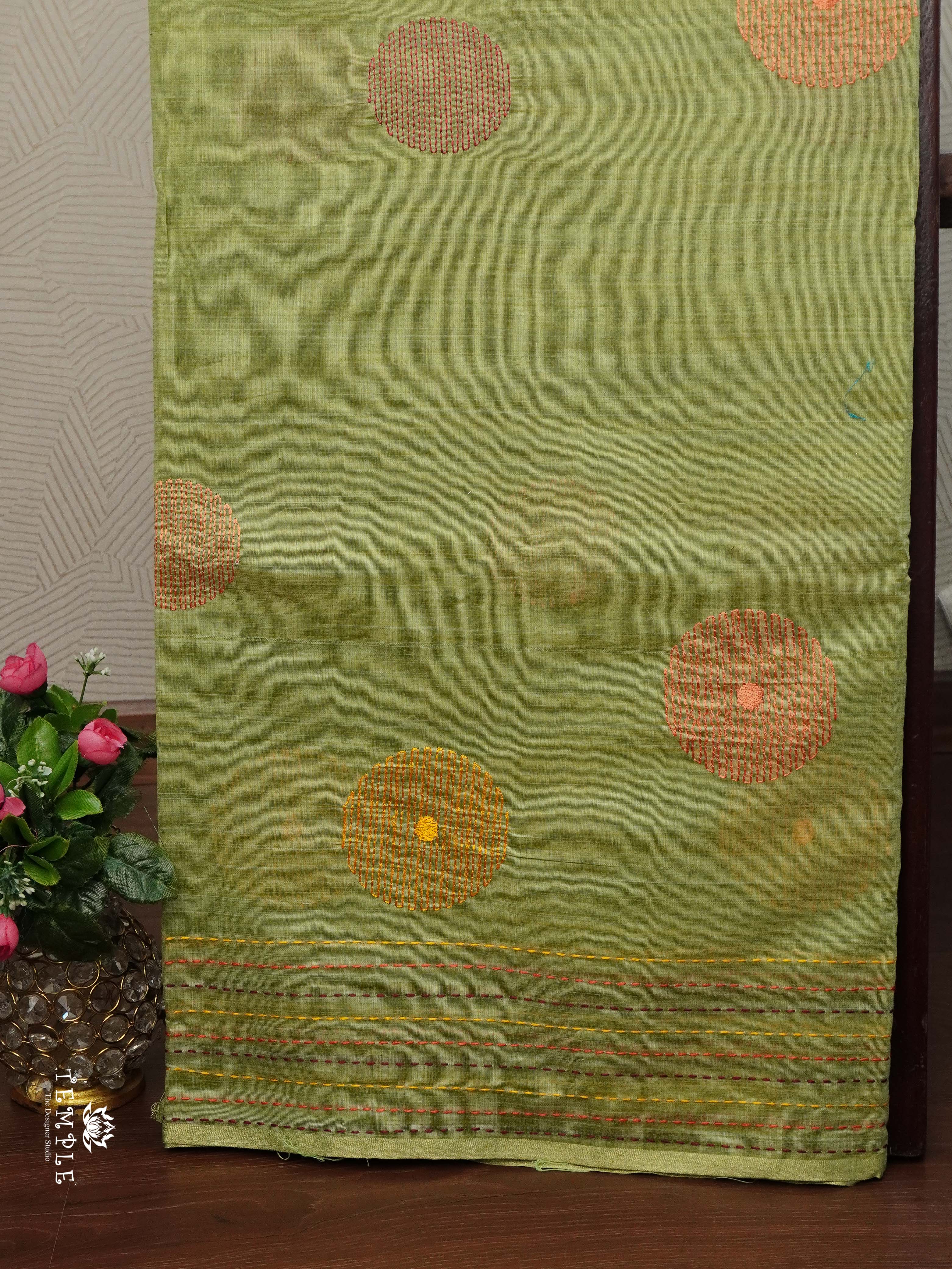 Fancy Cotton Saree With Kantha Stitches | TTDS2387