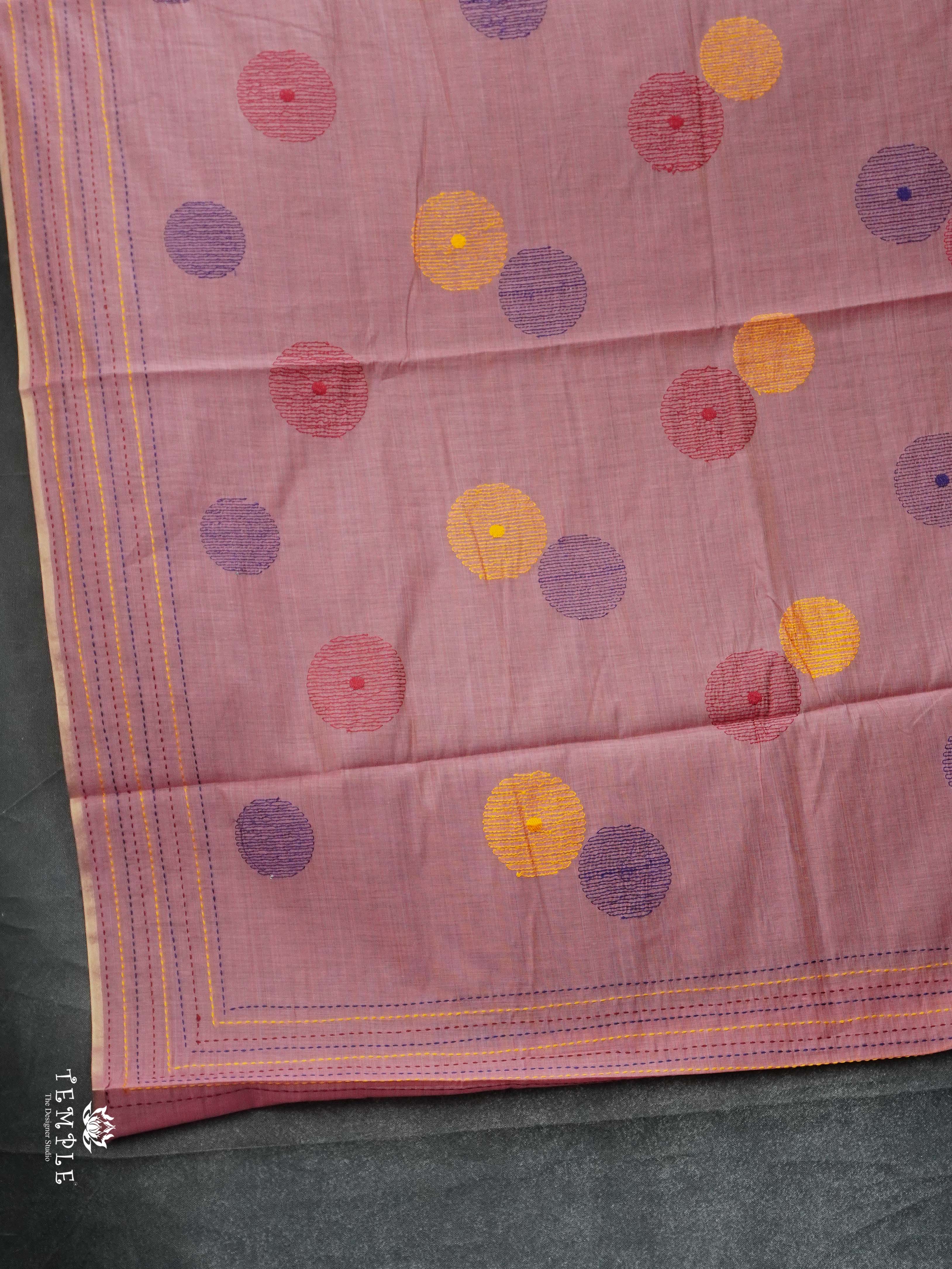 Fancy Cotton Saree With Kantha Stitches | TTDS2387