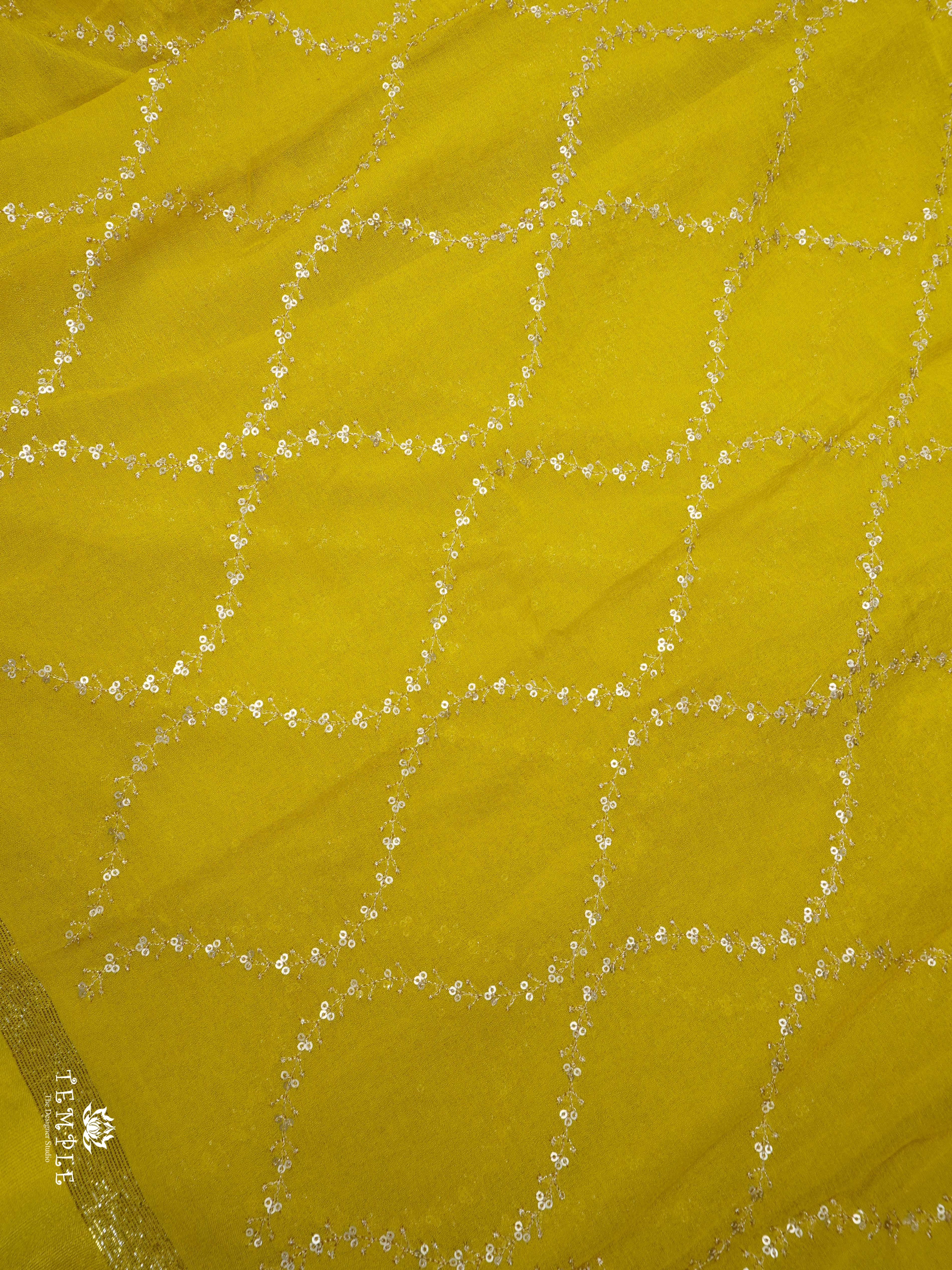 Designer Georgette Saree ( Yellow) | TTDS2382