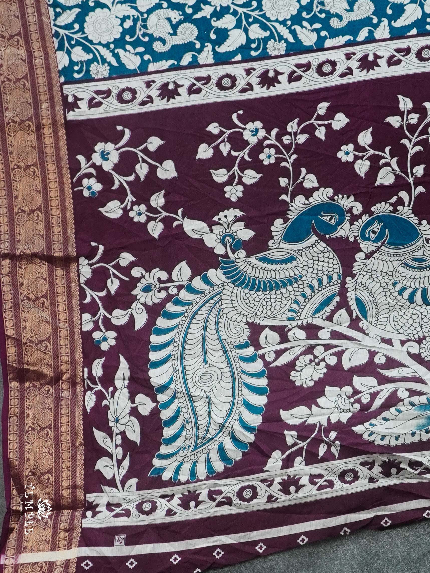 Floral Pattern Mangalagiri Cotton Saree | TTDS2419