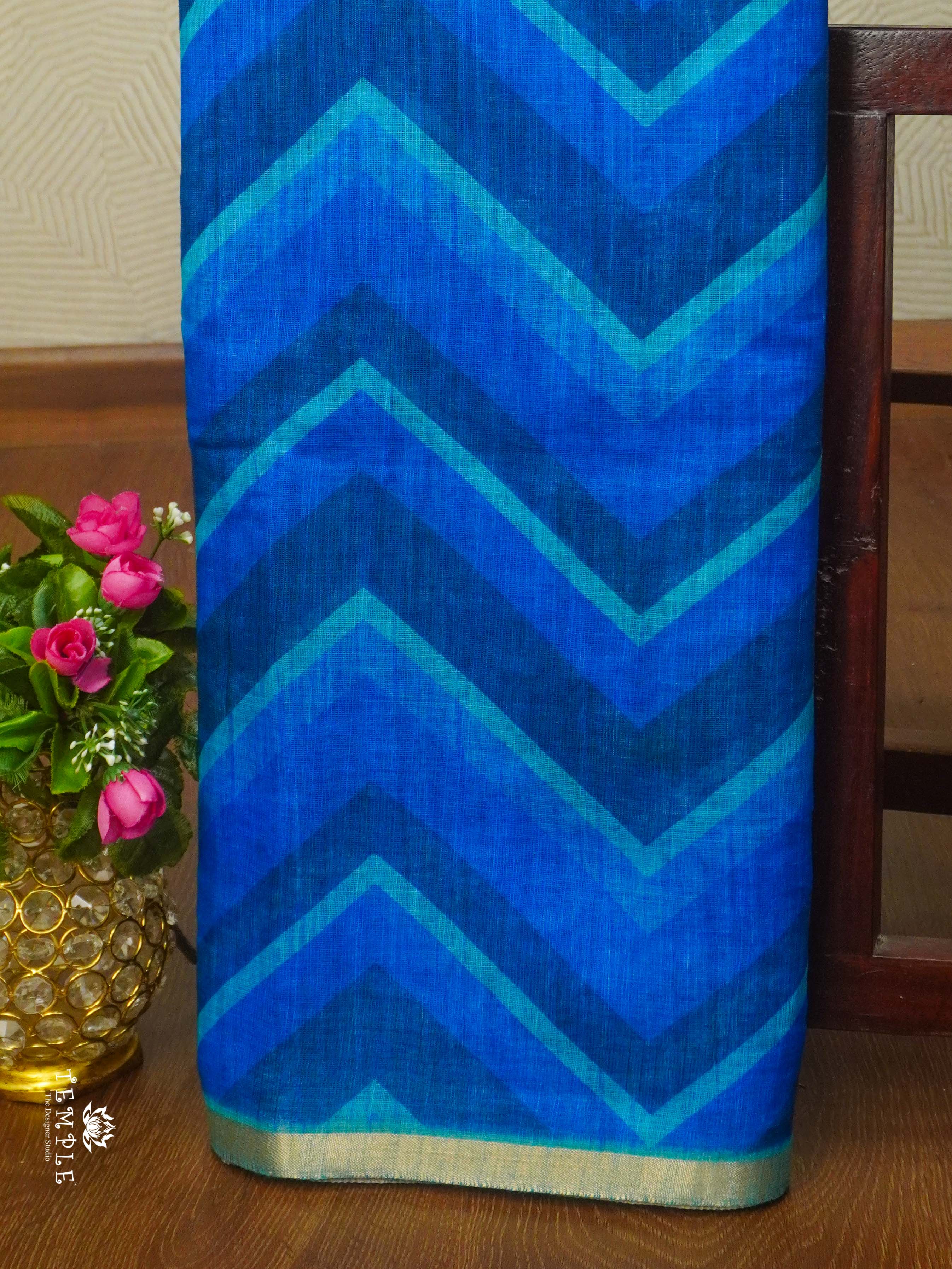 Leheriya Pattern Fancy Cotton Saree | TTDS2399