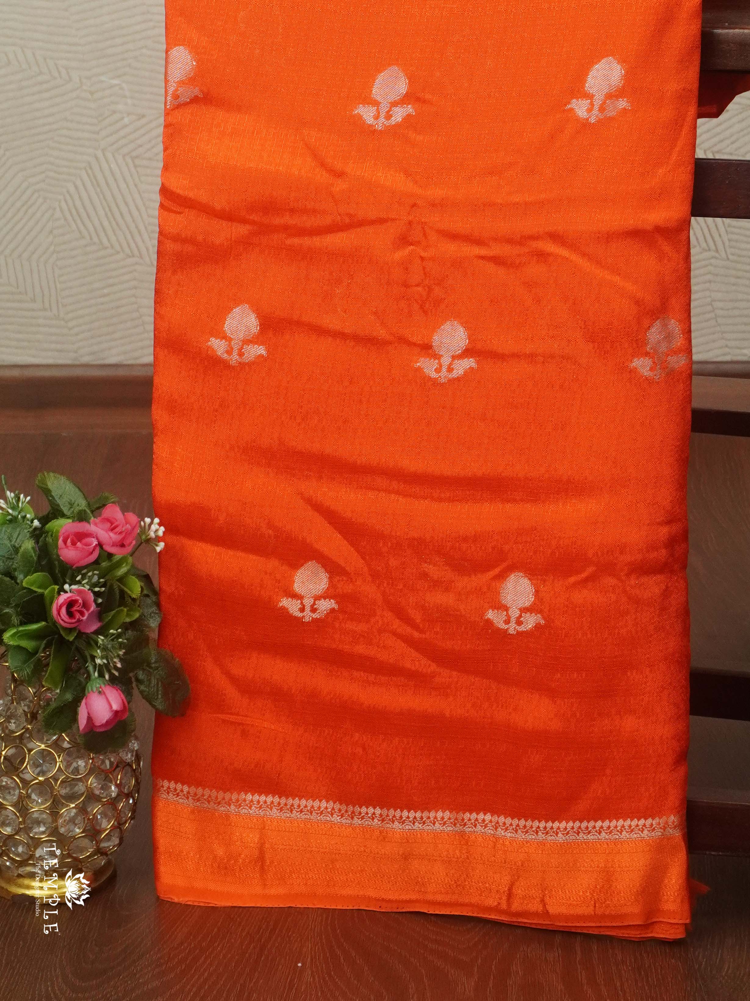 Khadi Silk Sarees(Orange) | TTDS2225